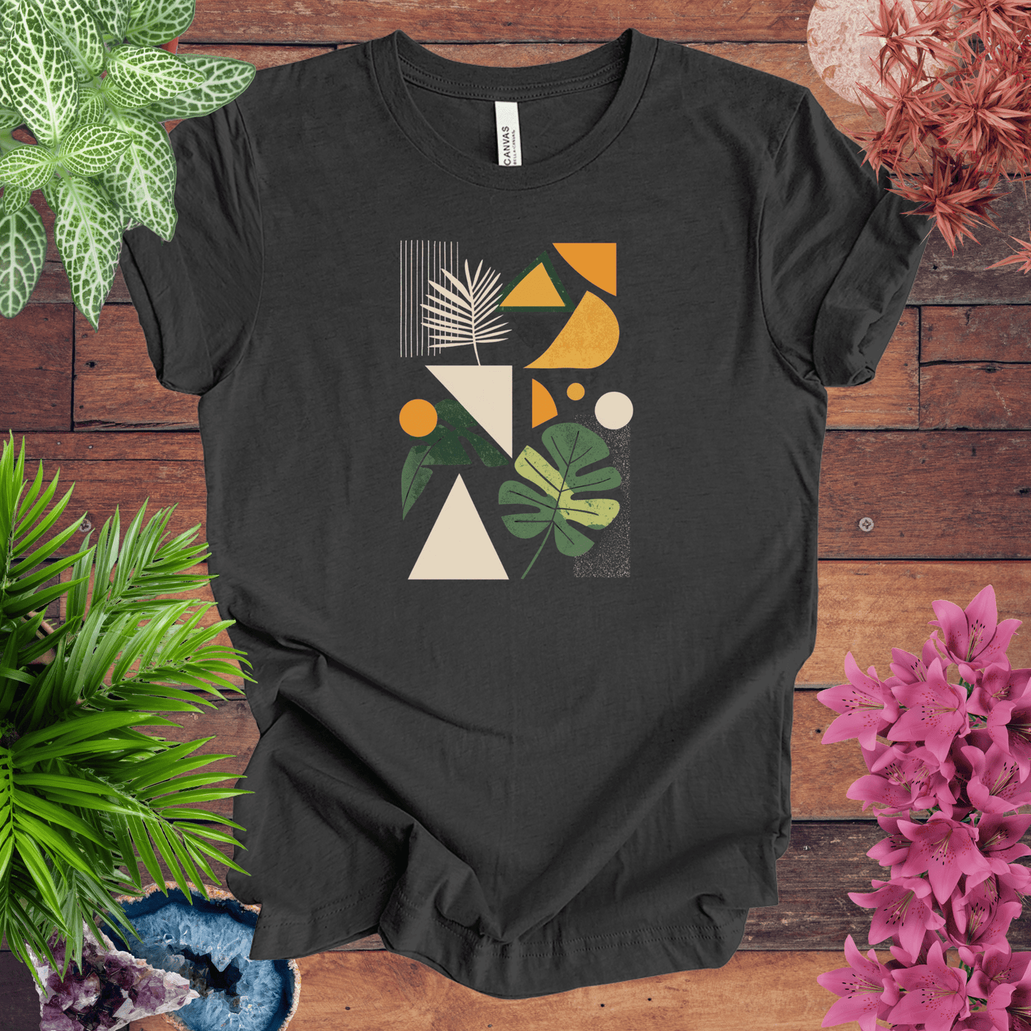 Printify T-Shirt Dark Grey Heather / S Modern Botanical Houseplant T-Shirt