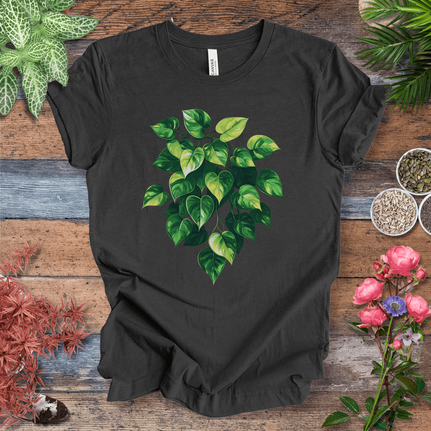 Printify T-Shirt Dark Grey Heather / S Neon Dream Botanical T-Shirt