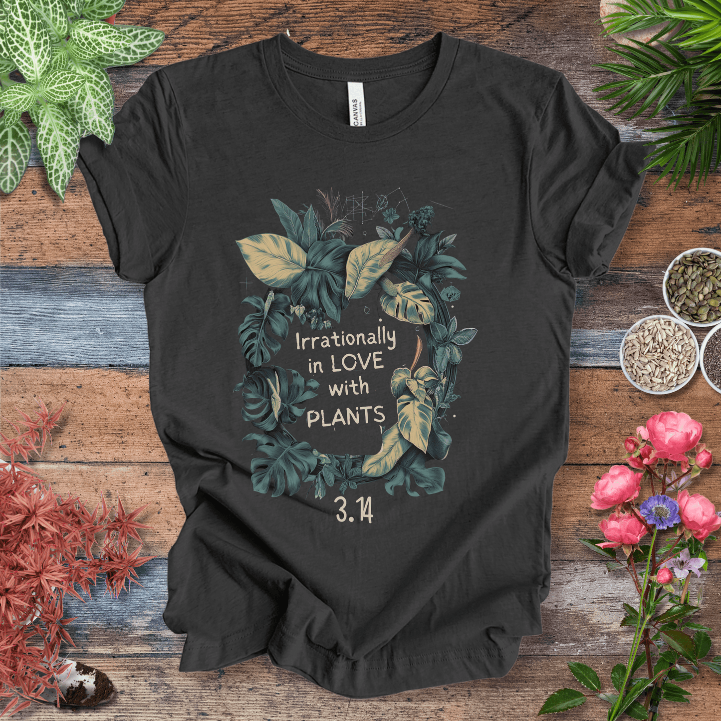 Printify T-Shirt Dark Grey Heather / S Pi Day Plant Lover T-Shirt