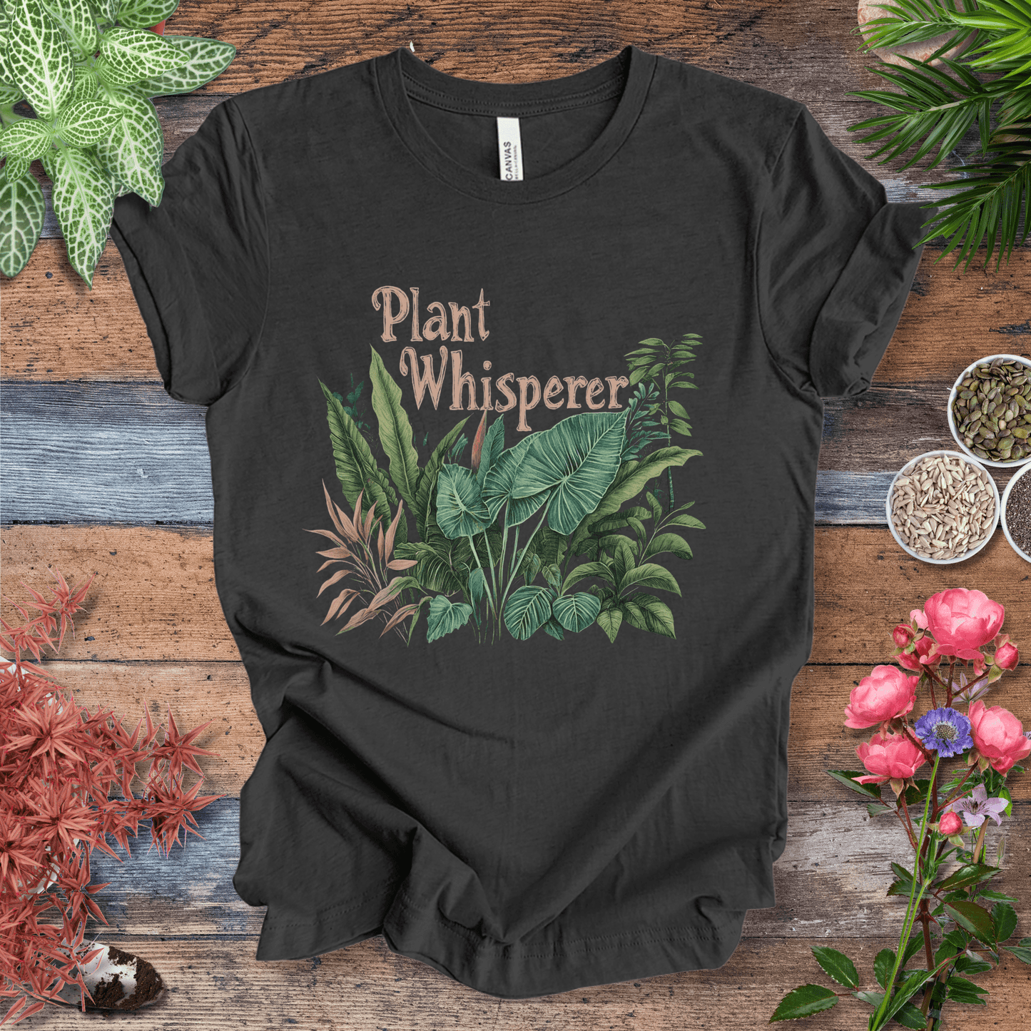 Printify T-Shirt Dark Grey Heather / S Plant Whisperer Houseplant T-Shirt