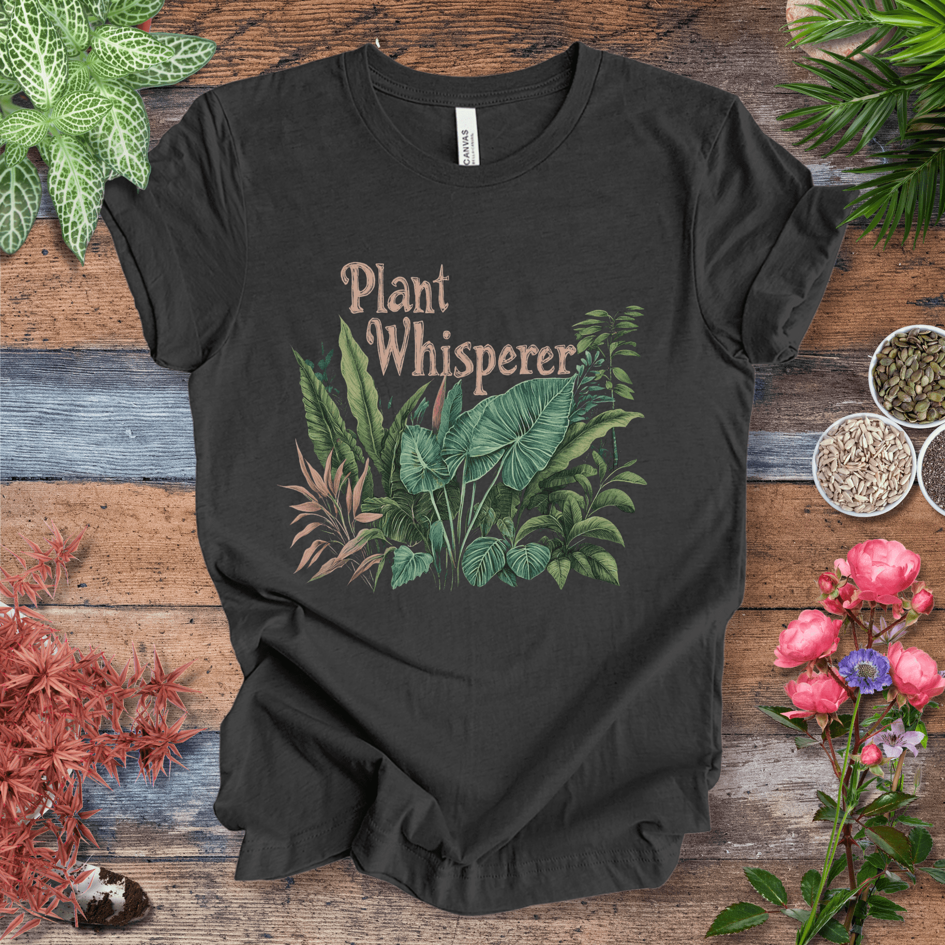 Printify T-Shirt Dark Grey Heather / S Plant Whisperer Houseplant T-Shirt