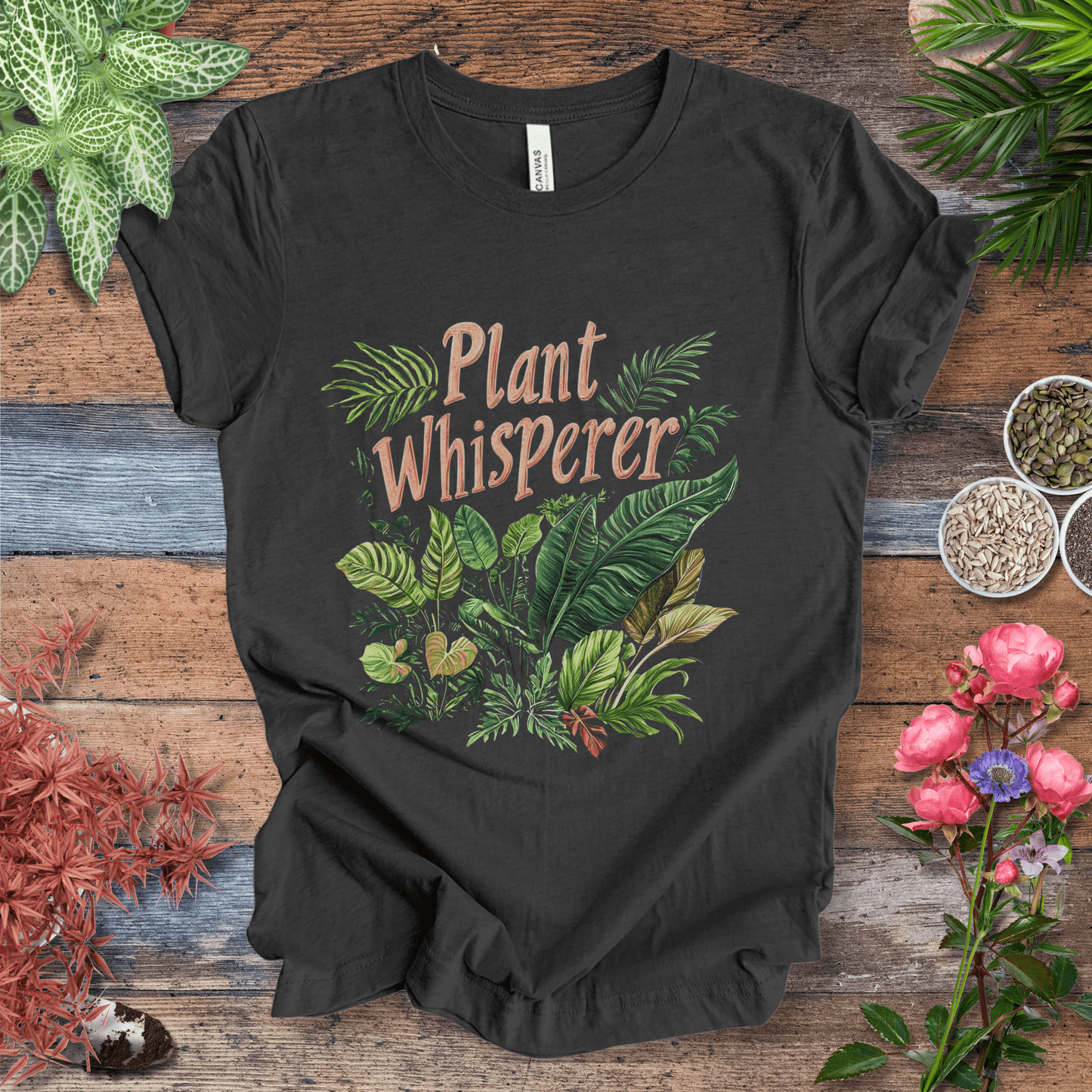 Printify T-Shirt Dark Grey Heather / S Plant Whisperer Tropical Luxe Jungle T-Shirt