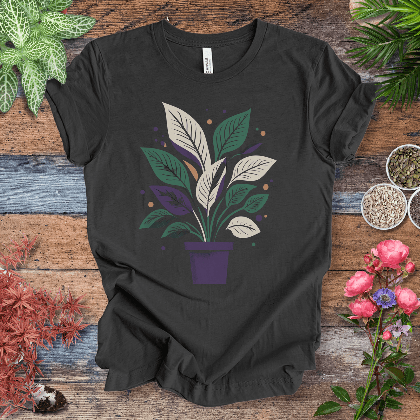 Printify T-Shirt Dark Grey Heather / S Potted Plant Aesthetic T-Shirt