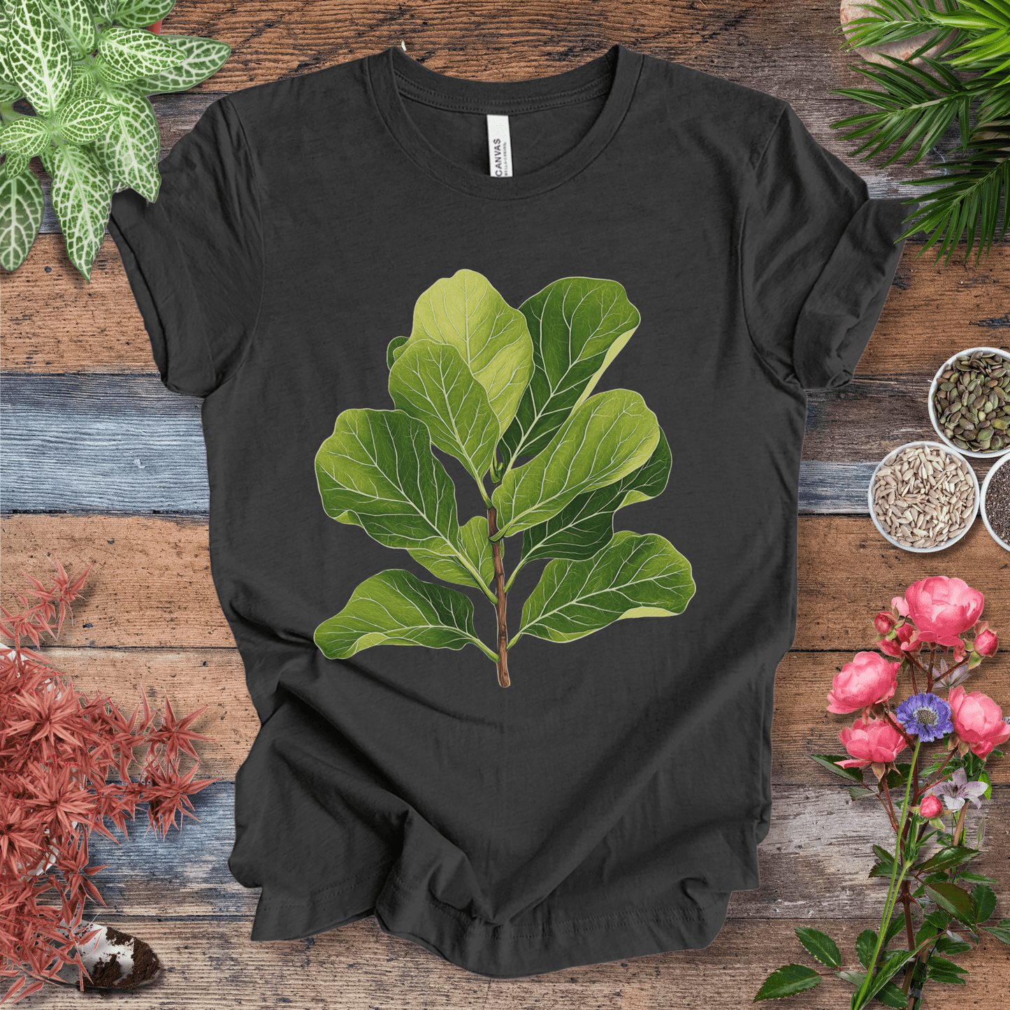 Printify T-Shirt Dark Grey Heather / S Realistic Fiddle Leaf Fig T-Shirt