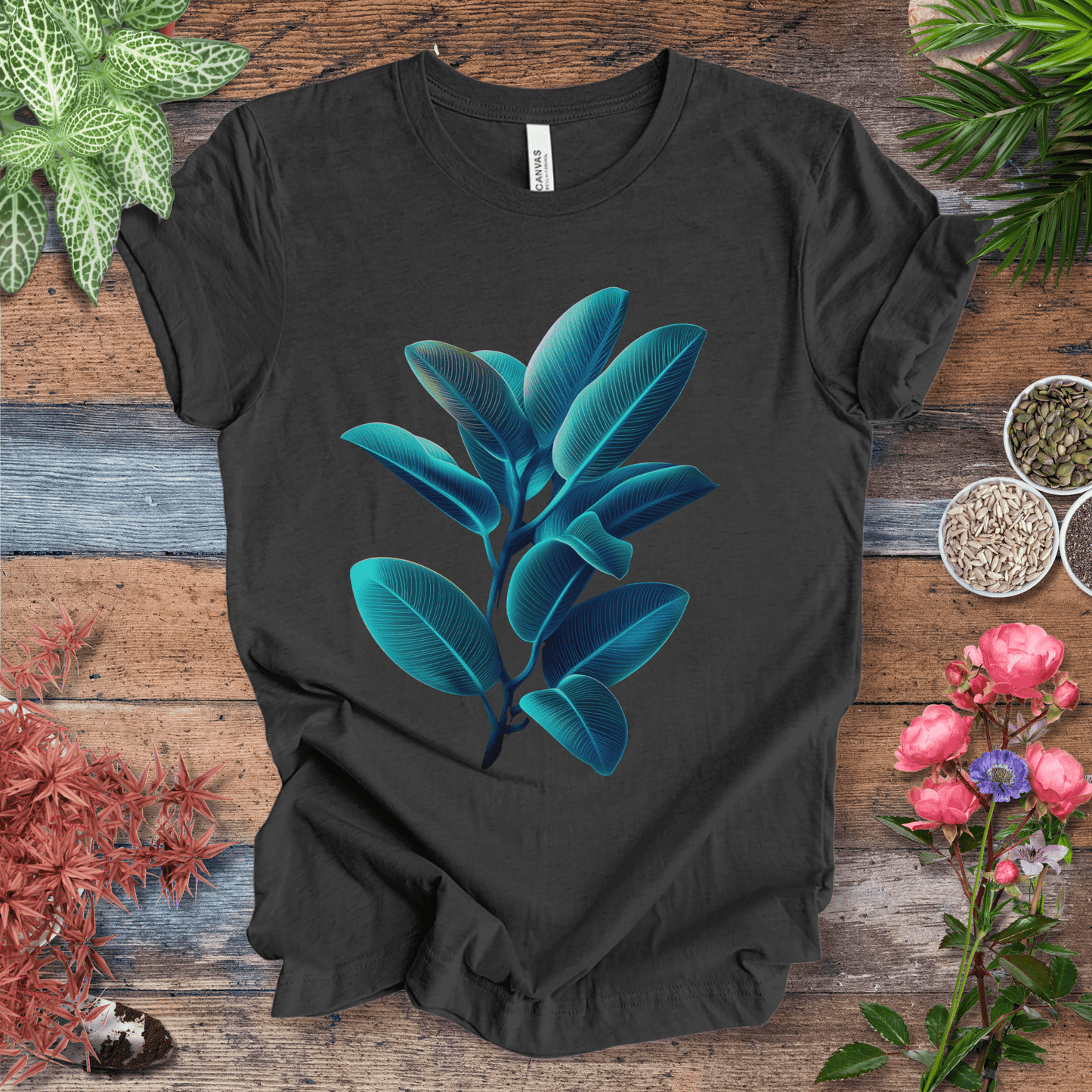 Printify T-Shirt Dark Grey Heather / S Rubber Tree Plant Aesthetic T-Shirt