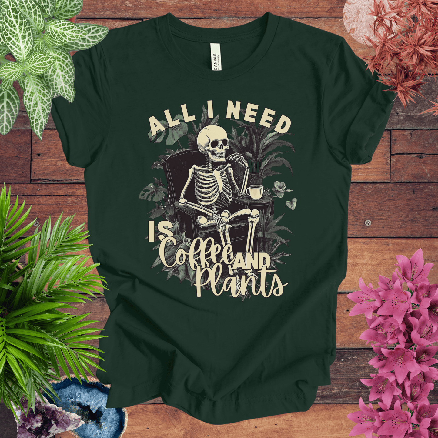 Printify T-Shirt Forest / S All I Need Is Coffee and Plants T-Shirt