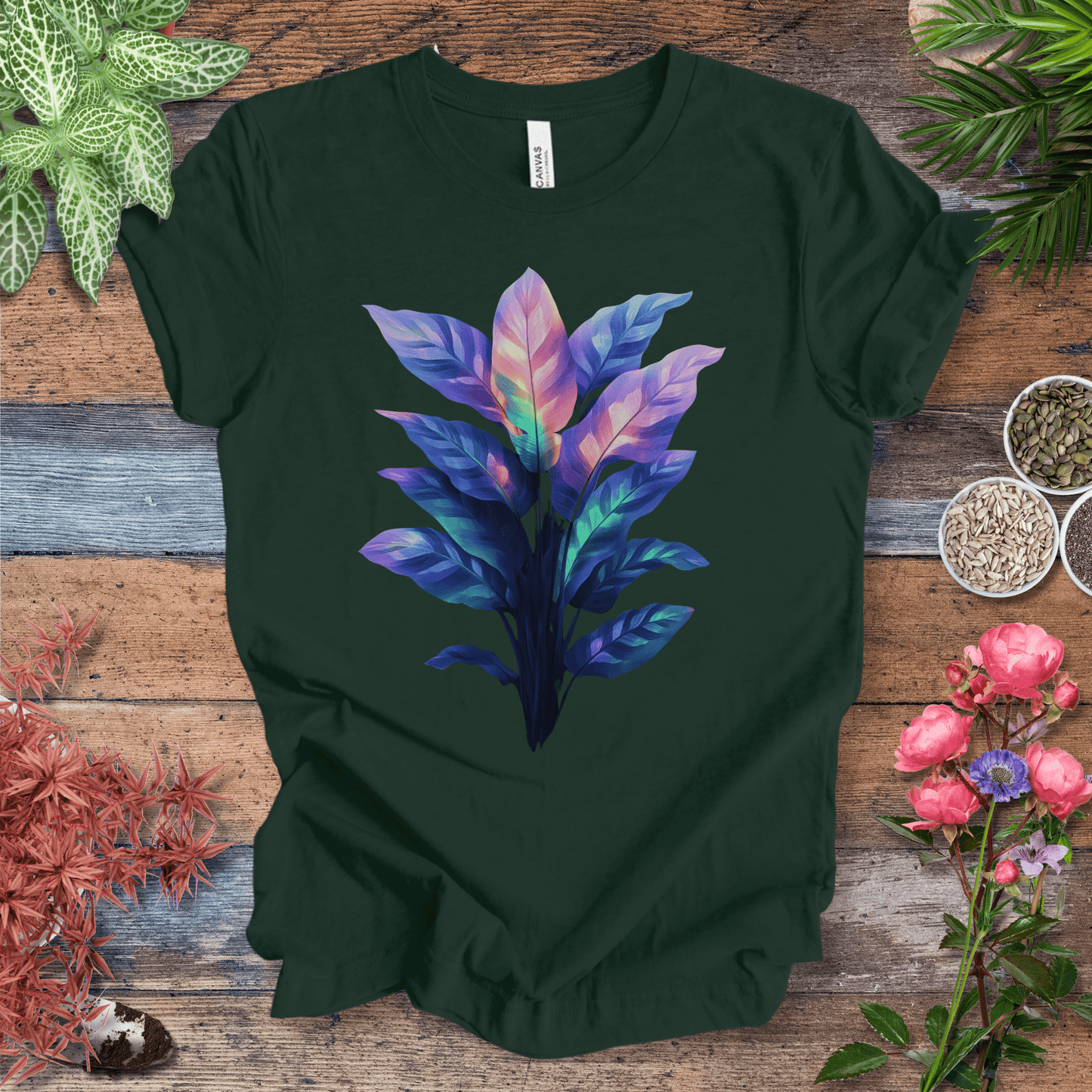 Printify T-Shirt Forest / S Aurora Glow Gradient Leaf T-Shirt