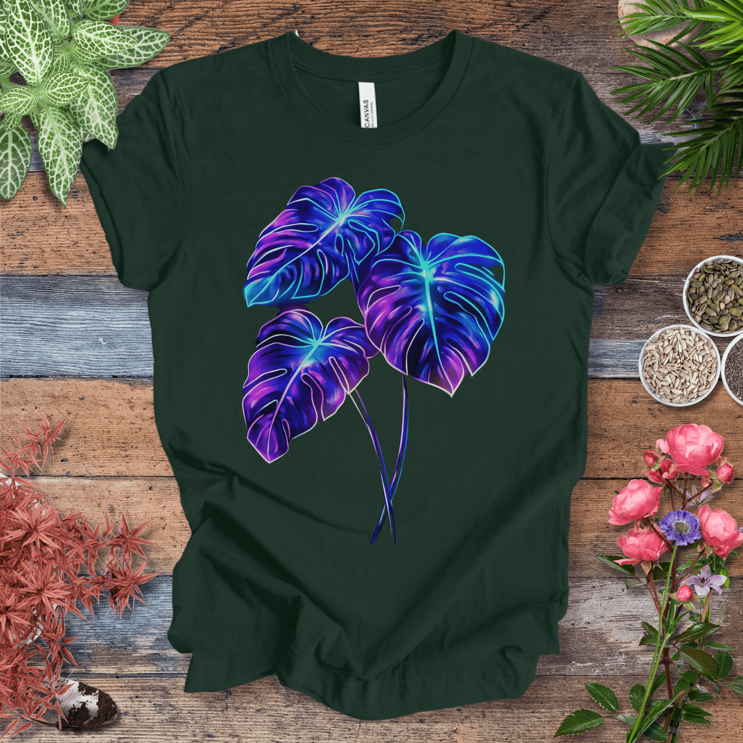 Printify T-Shirt Forest / S Bioluminescent Monstera Jungle Plant Lover Aesthetic T-Shirt
