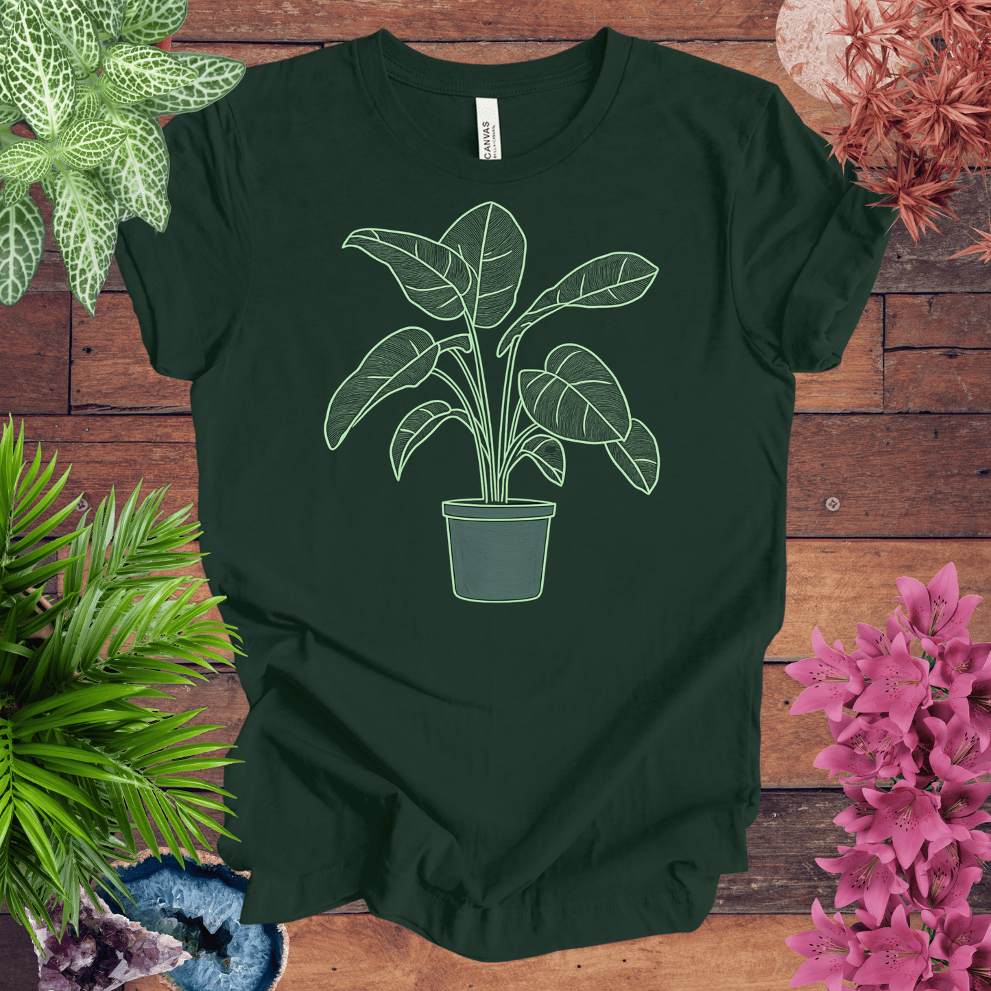 Printify T-Shirt Forest / S Bird of Paradise Plant Outline T-Shirt