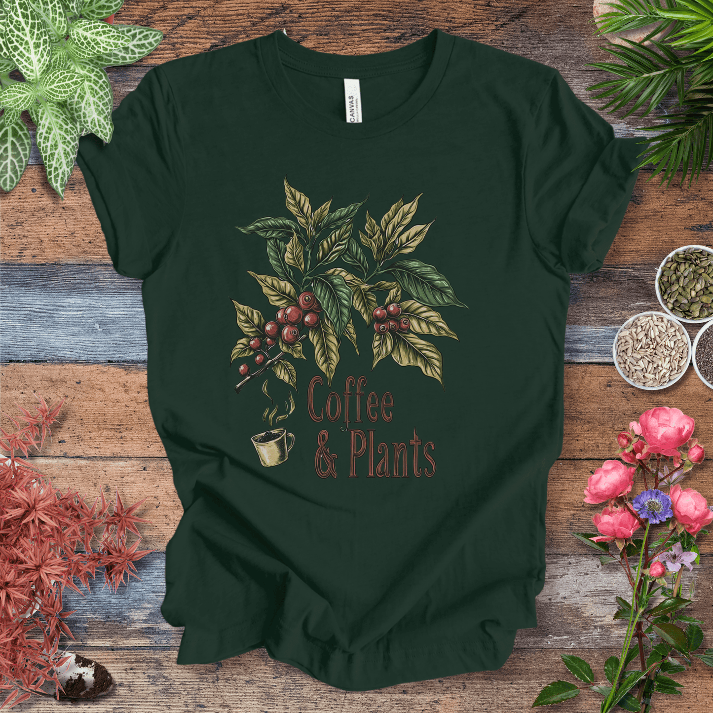 Printify T-Shirt Forest / S Coffee & Plants Botanical T-Shirt