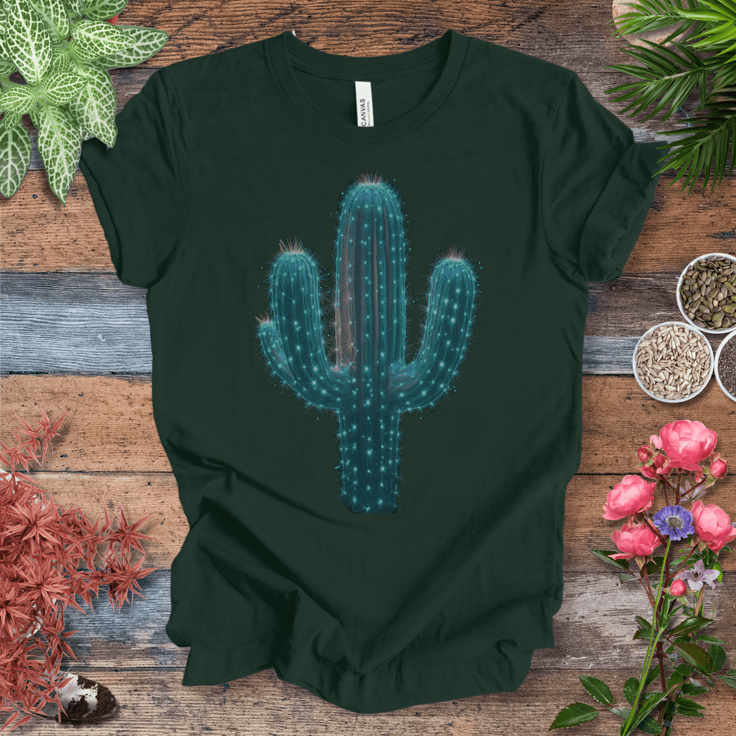Printify T-Shirt Forest / S Cosmic Cactus Glow T-Shirt