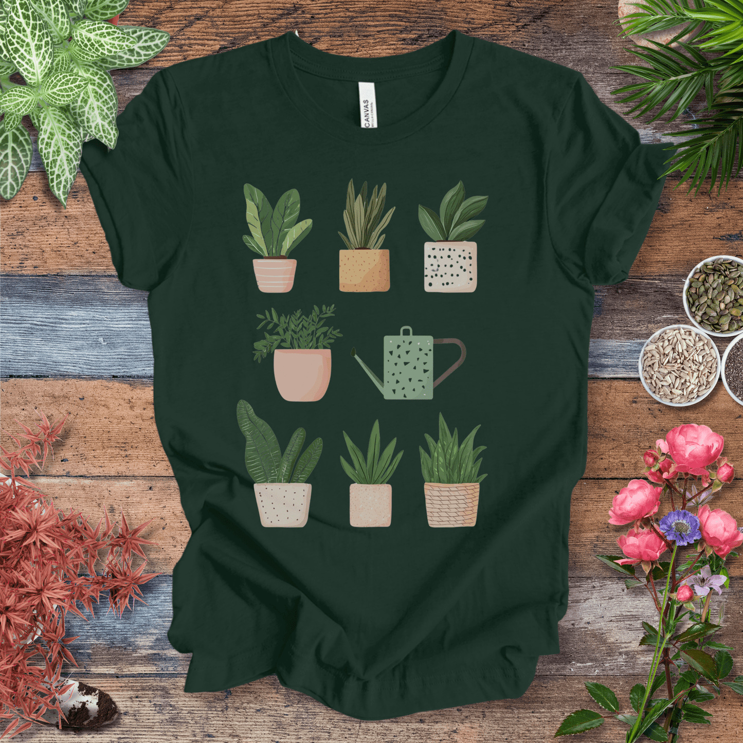 Printify T-Shirt Forest / S Cute Potted Plant Collection Minimalist T-Shirt