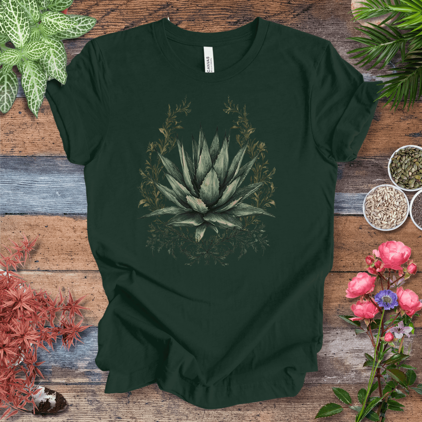 Printify T-Shirt Forest / S Elegant Agave Frame T-Shirt