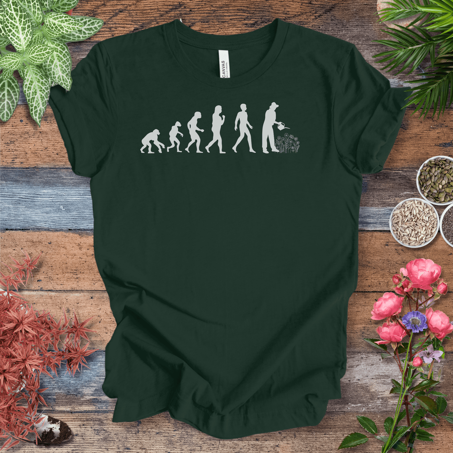 Printify T-Shirt Forest / S Evolution of a Gardener (Flowers) | Playful Plant Lover Tee