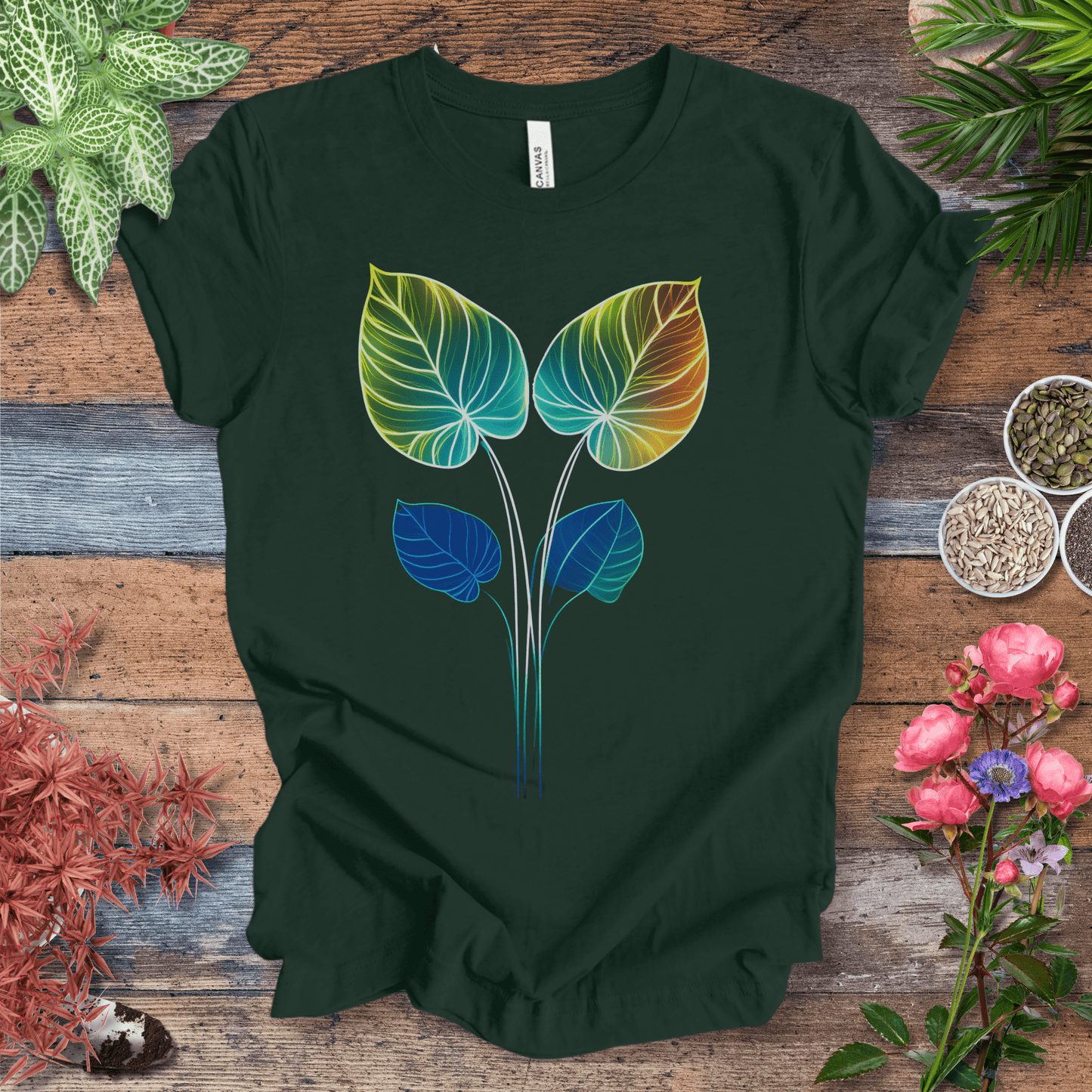 Printify T-Shirt Forest / S Glowing Futuristic Leaves Botanical Nature Lover T-Shirt