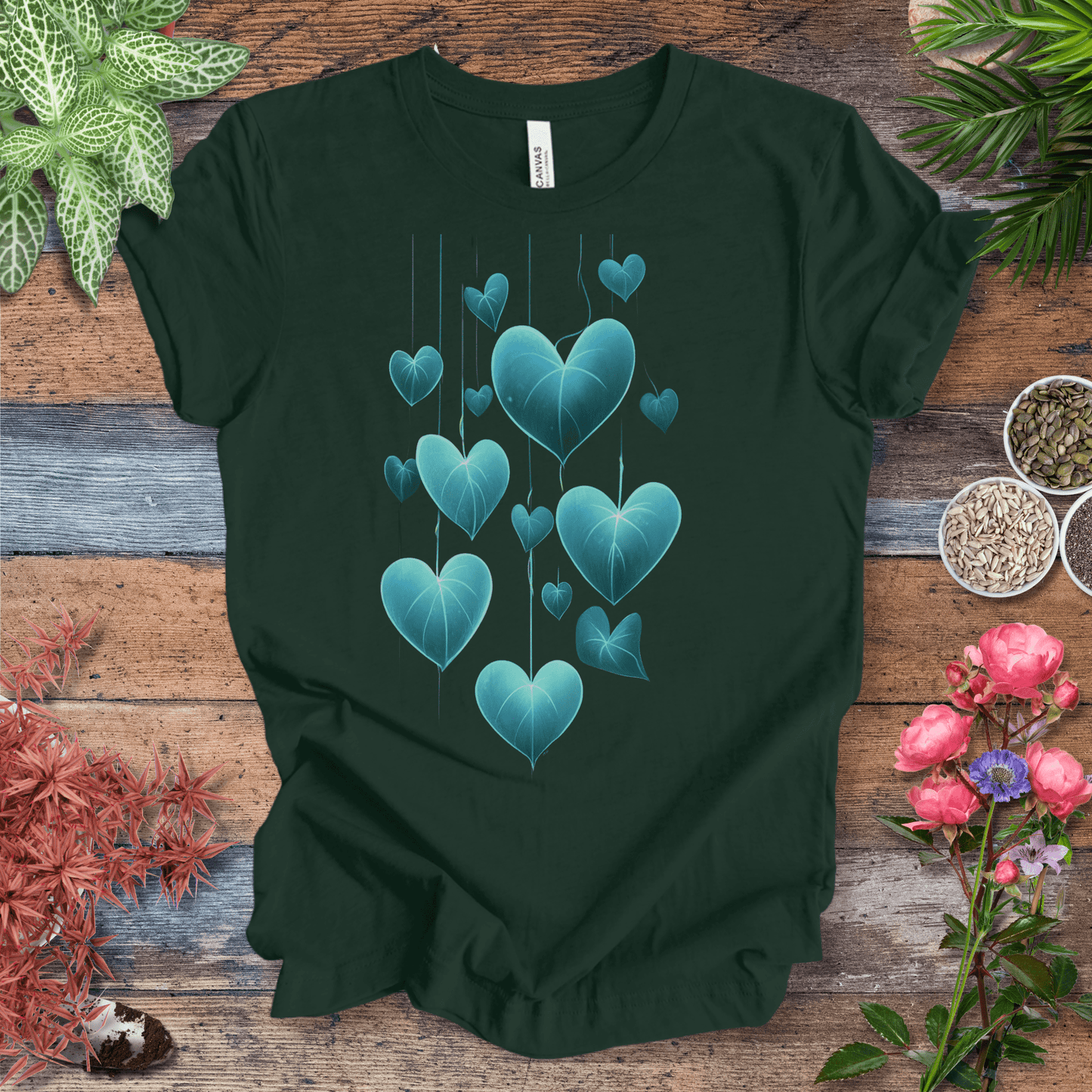 Printify T-Shirt Forest / S Glowing Heartleaf Philodendron Plant Lover T-Shirt