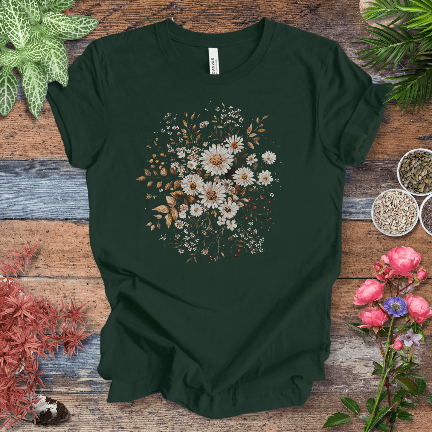Printify T-Shirt Forest / S Golden Harvest Daisy Floral T-Shirt
