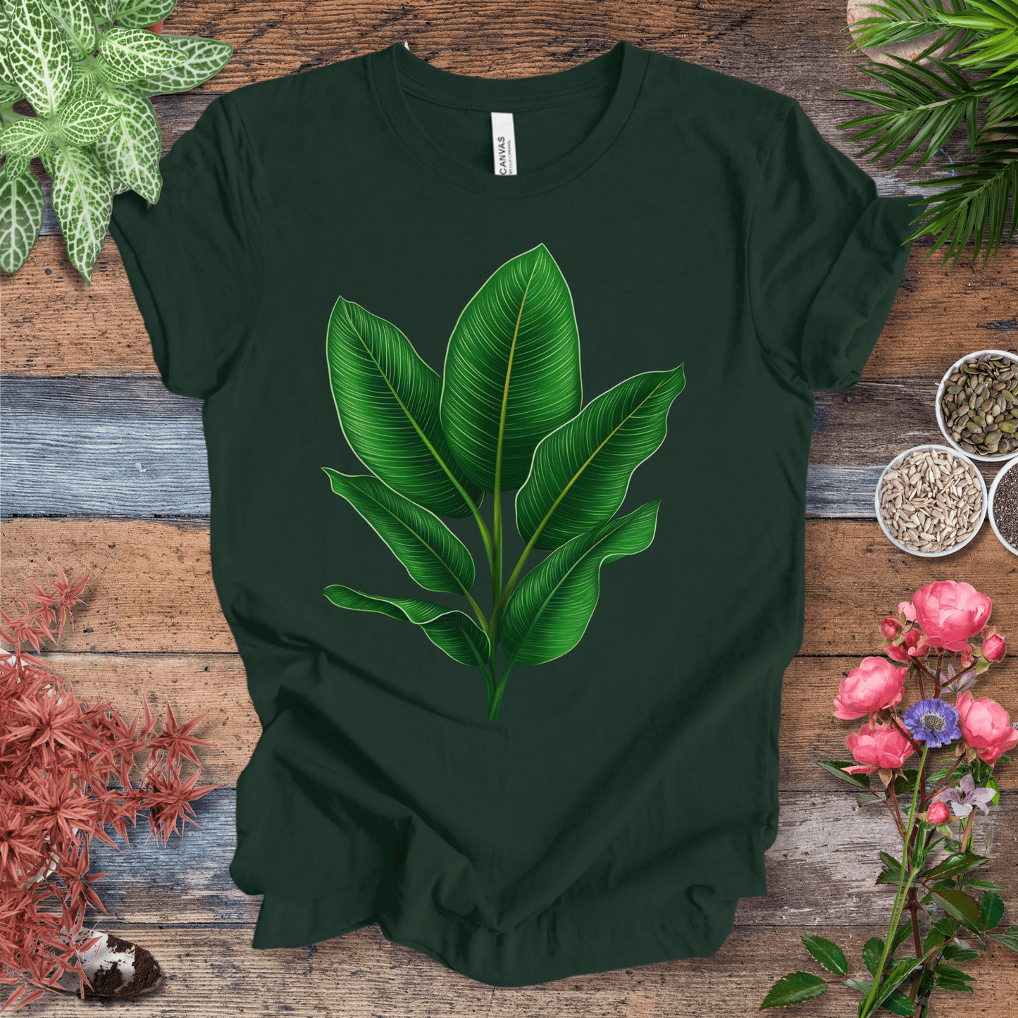 Printify T-Shirt Forest / S Lush Green Tropical Leaves Jungle Vibes Plant Lover T-Shirt