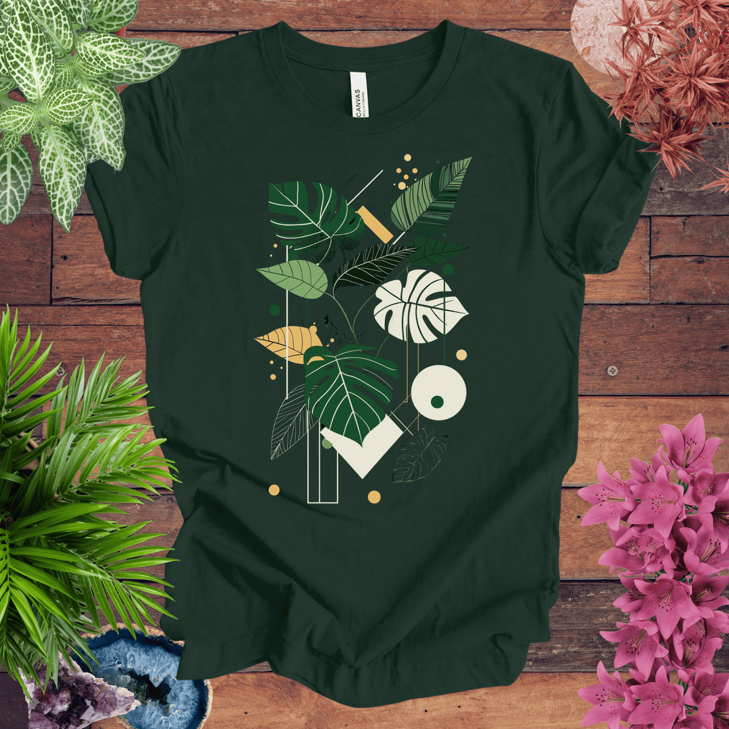 Printify T-Shirt Forest / S Modern Botanical Monstera Deliciosa Houseplant T-Shirt