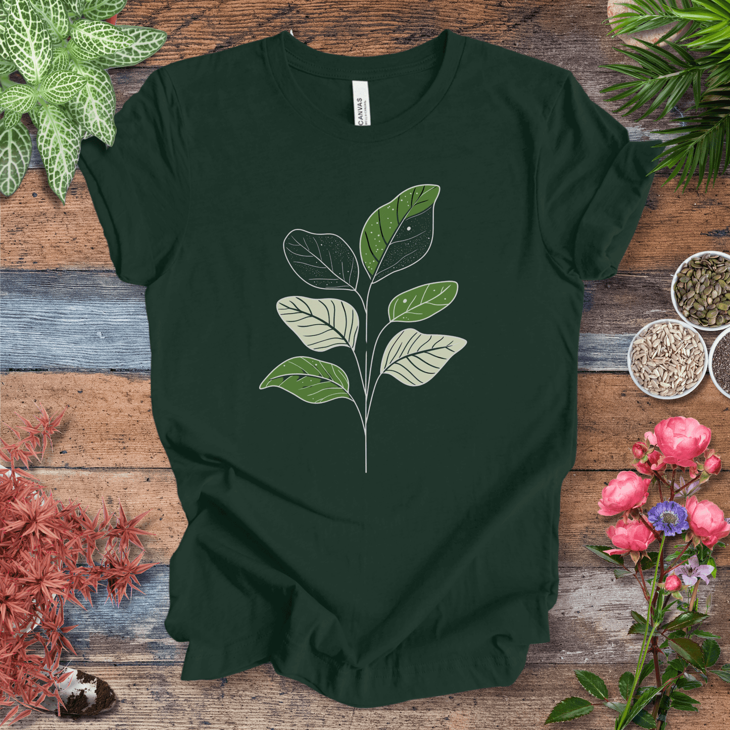 Printify T-Shirt Forest / S Modern Line Art Fiddle Leaf T-Shirt