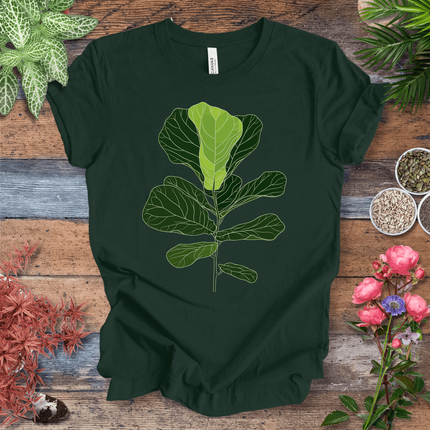 Printify T-Shirt Forest / S Modern Minimalist Fiddle Leaf T-Shirt