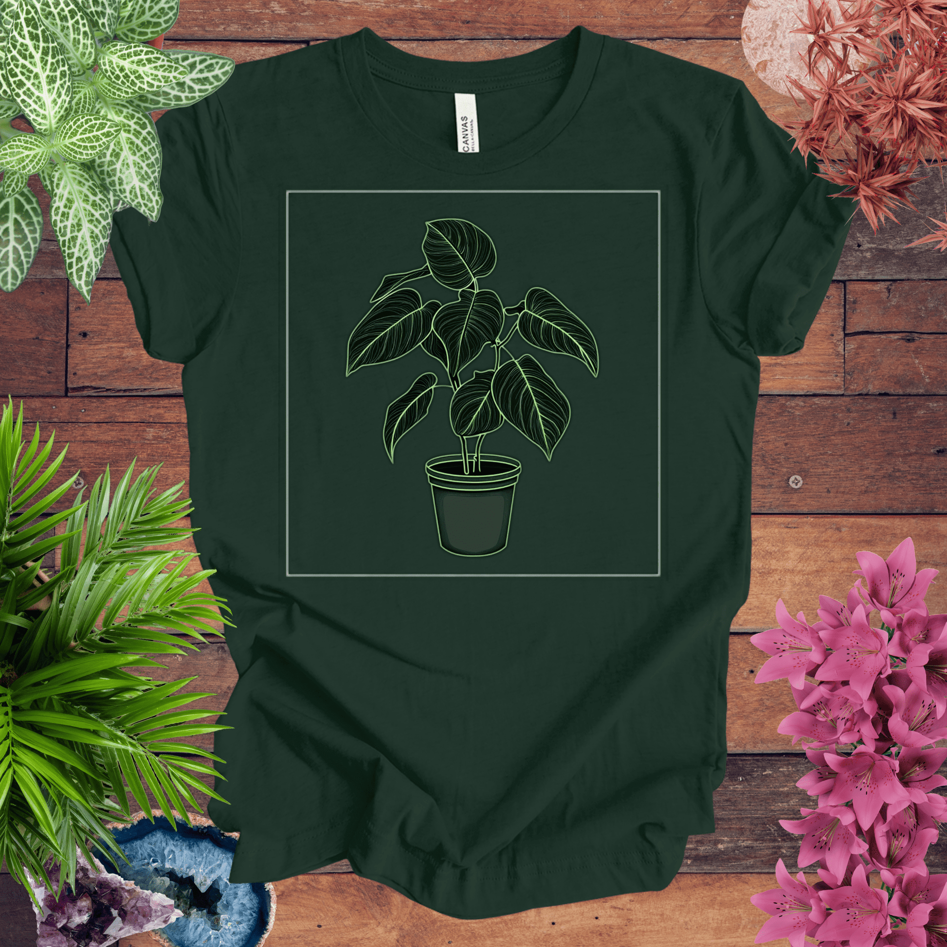 Printify T-Shirt Forest / S Monstera Plant Outline T-Shirt