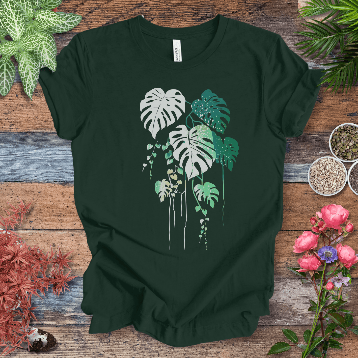 Printify T-Shirt Forest / S Monstera Splash Gradient Leaf T-Shirt