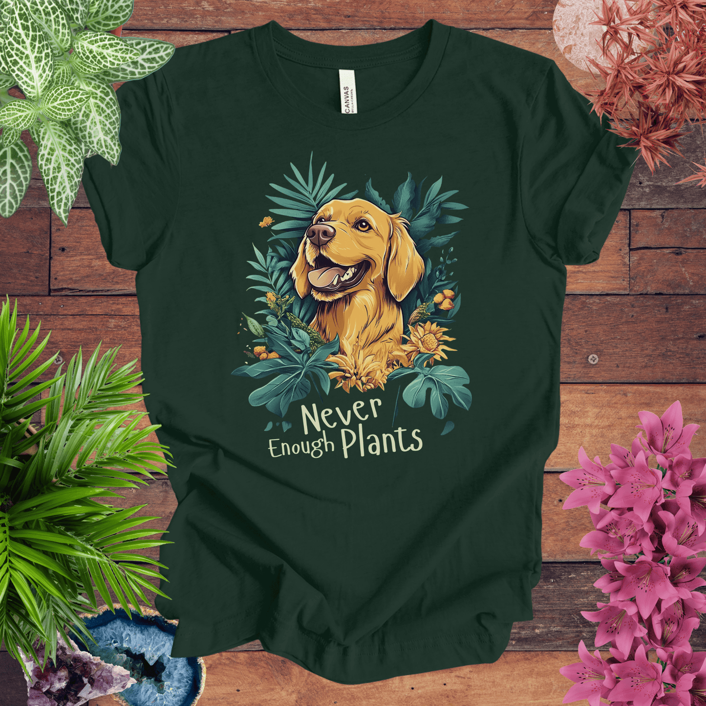 Printify T-Shirt Forest / S Never Enough Plants - Labrador Retriever Edition T-Shirt