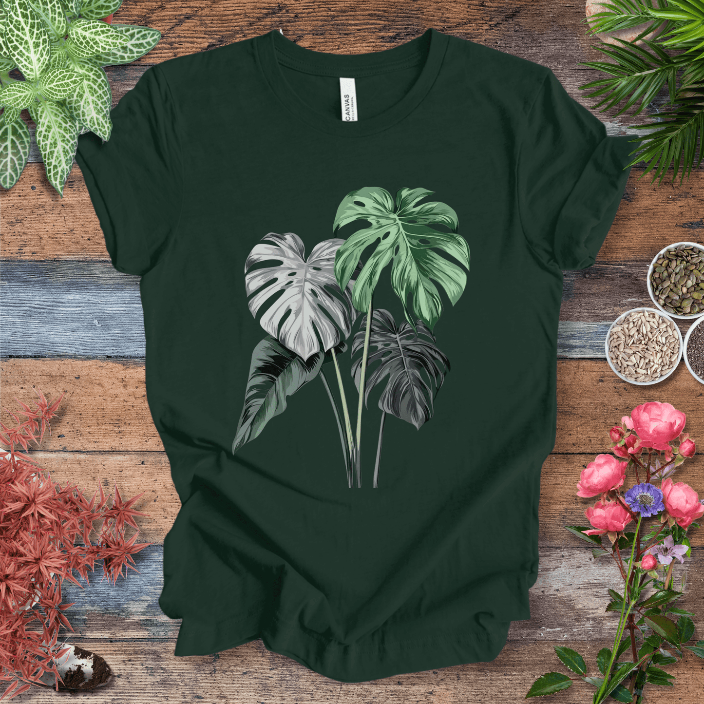 Printify T-Shirt Forest / S Realistic Monstera Plant T-Shirt