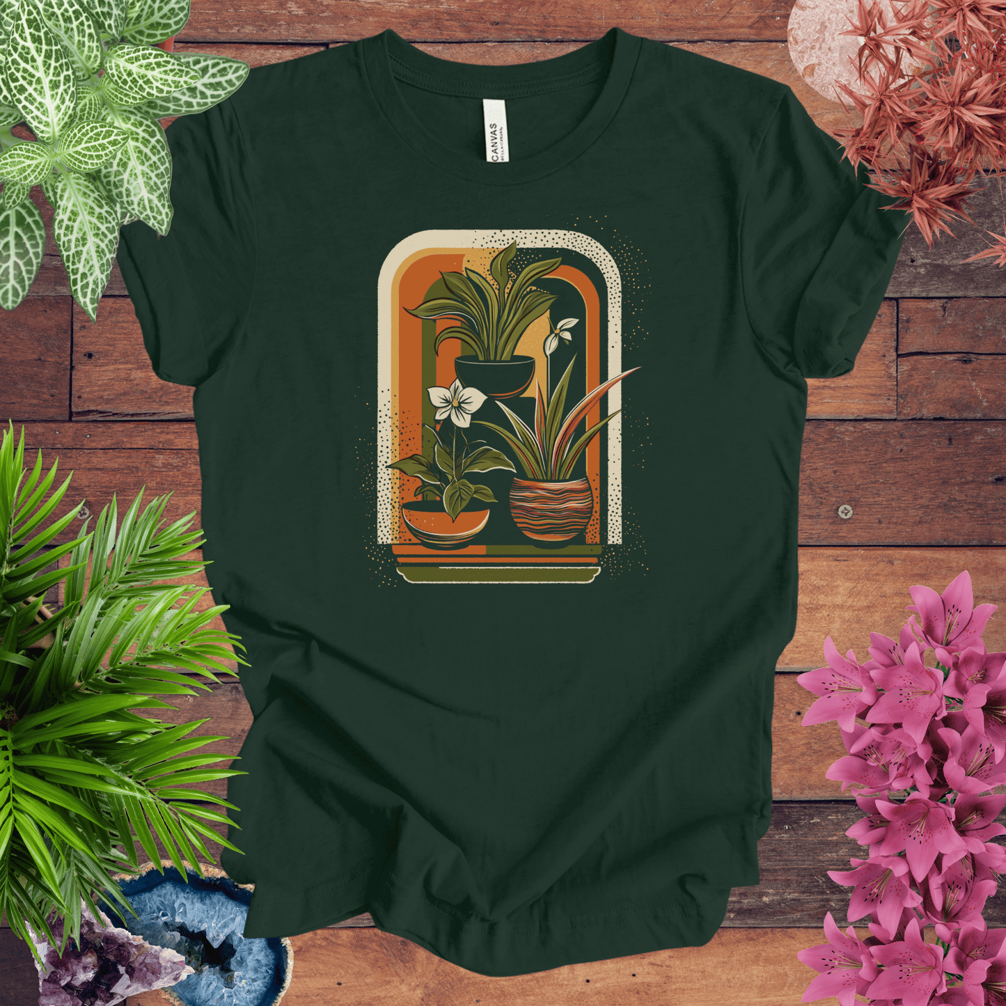 Printify T-Shirt Forest / S Retro Houseplants Waves T-Shirt