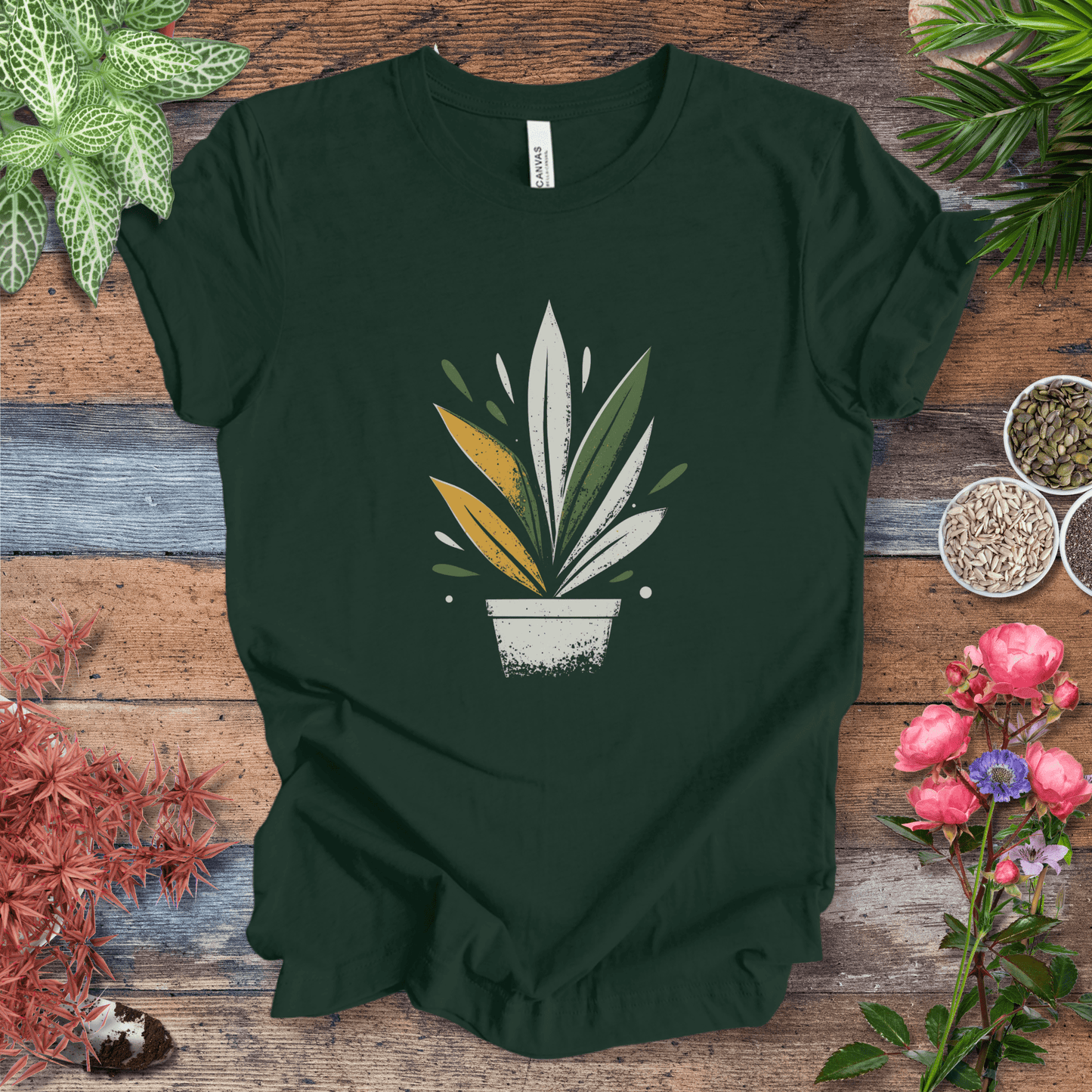 Printify T-Shirt Forest / S Retro Potted Plant T-Shirt