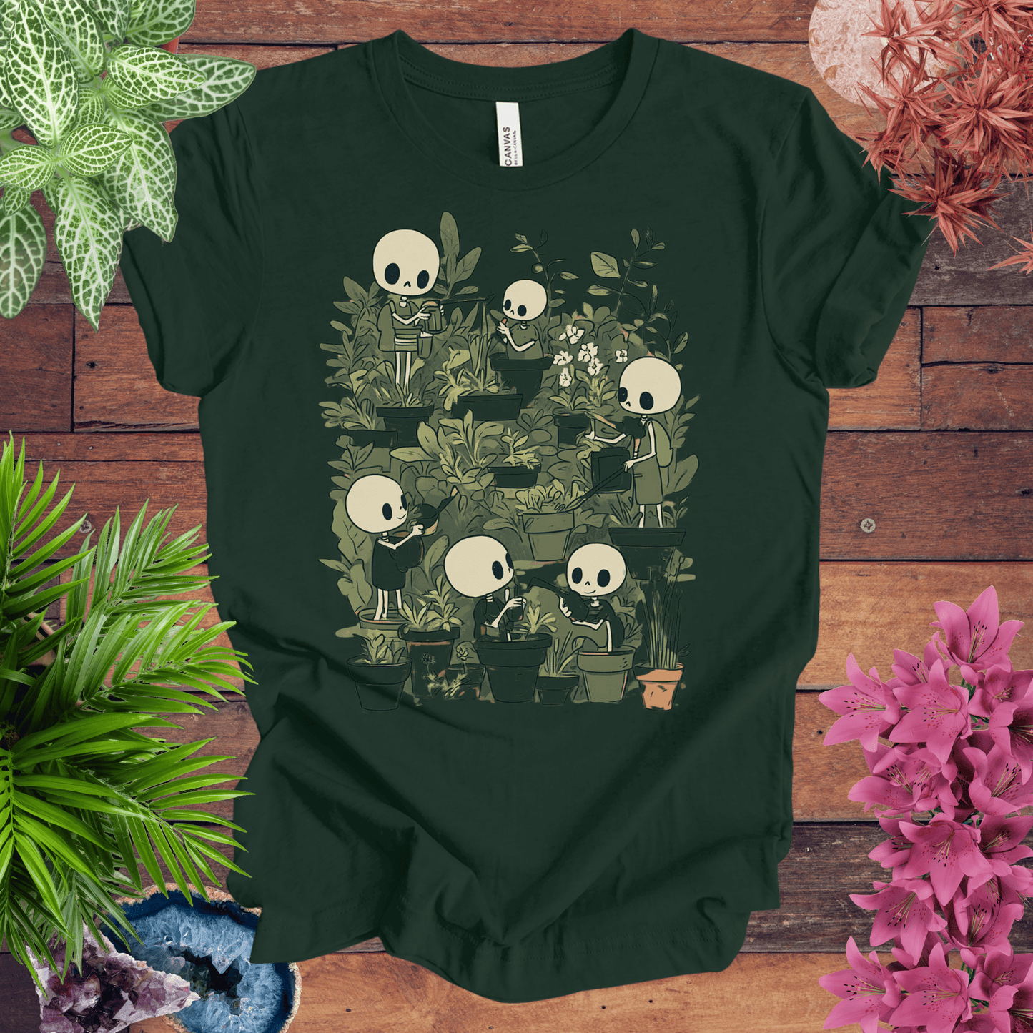Printify T-Shirt Forest / S Skeleton Gardener - Eternal Green Thumb T-Shirt