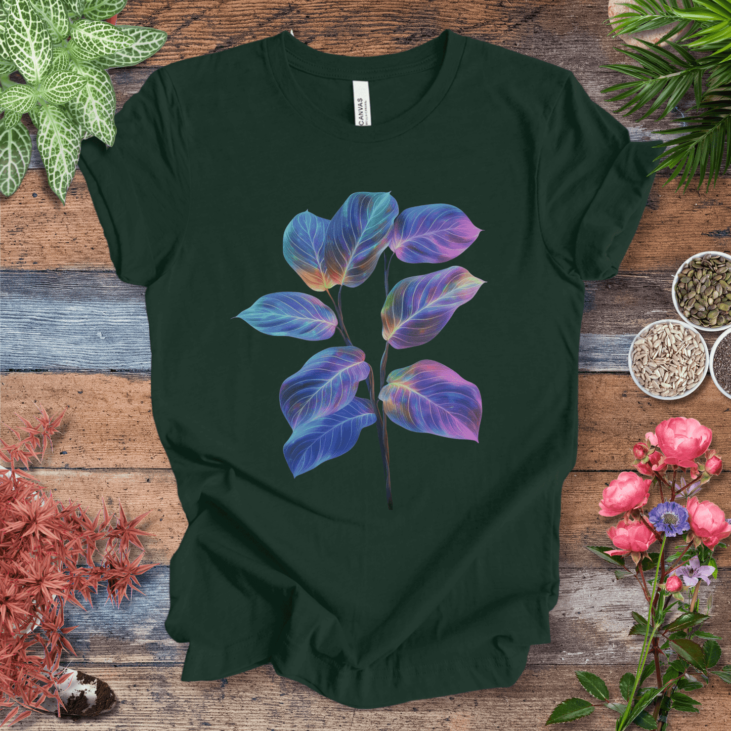 Printify T-Shirt Forest / S Tropical Sunset Gradient Leaf T-Shirt