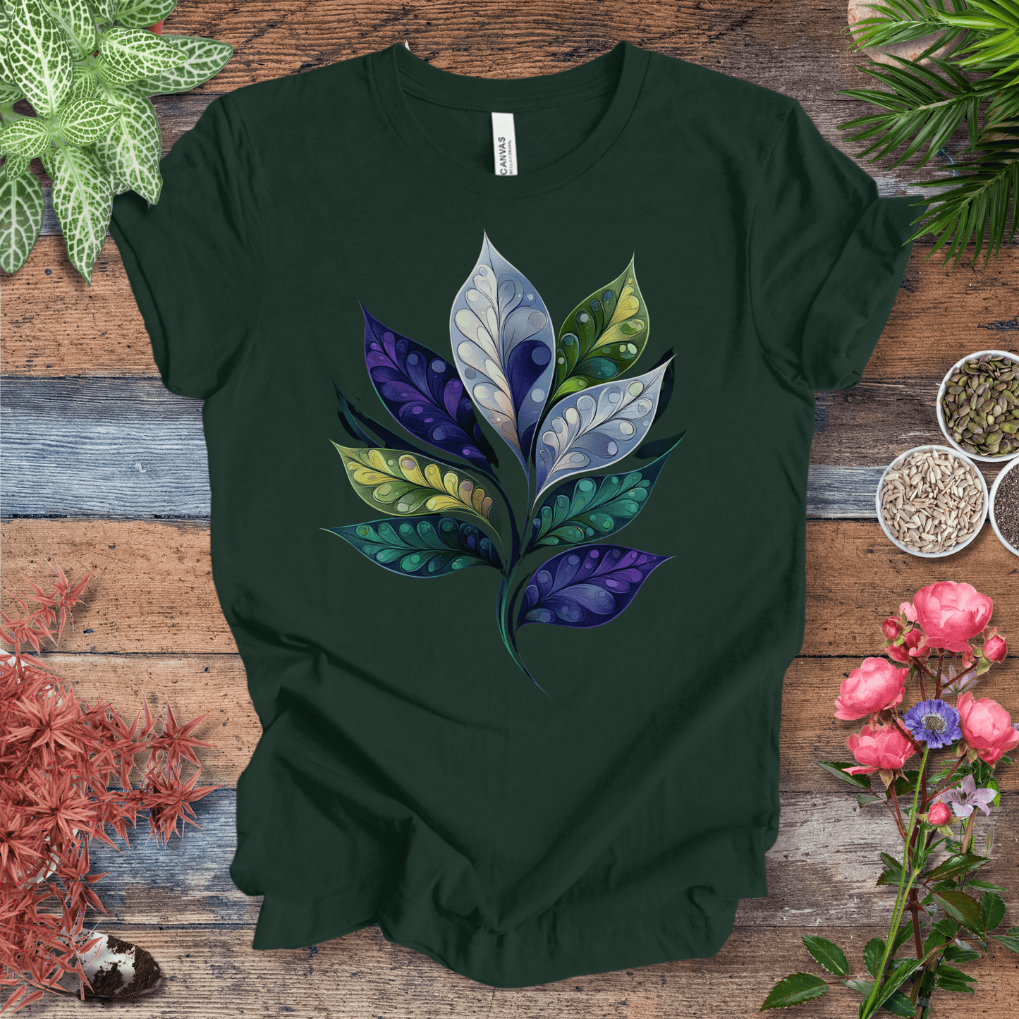 Printify T-Shirt Forest / S Watercolor Galaxy Leaf T-Shirt