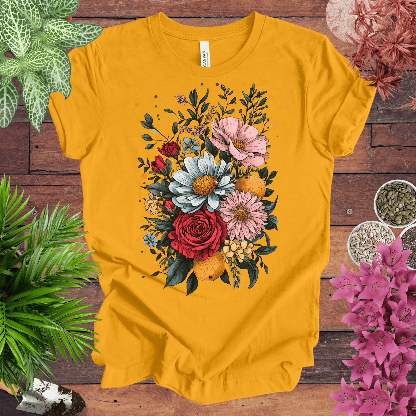 Printify T-Shirt Gold / S Elegant Floral Citrus Arrangement T-Shirt