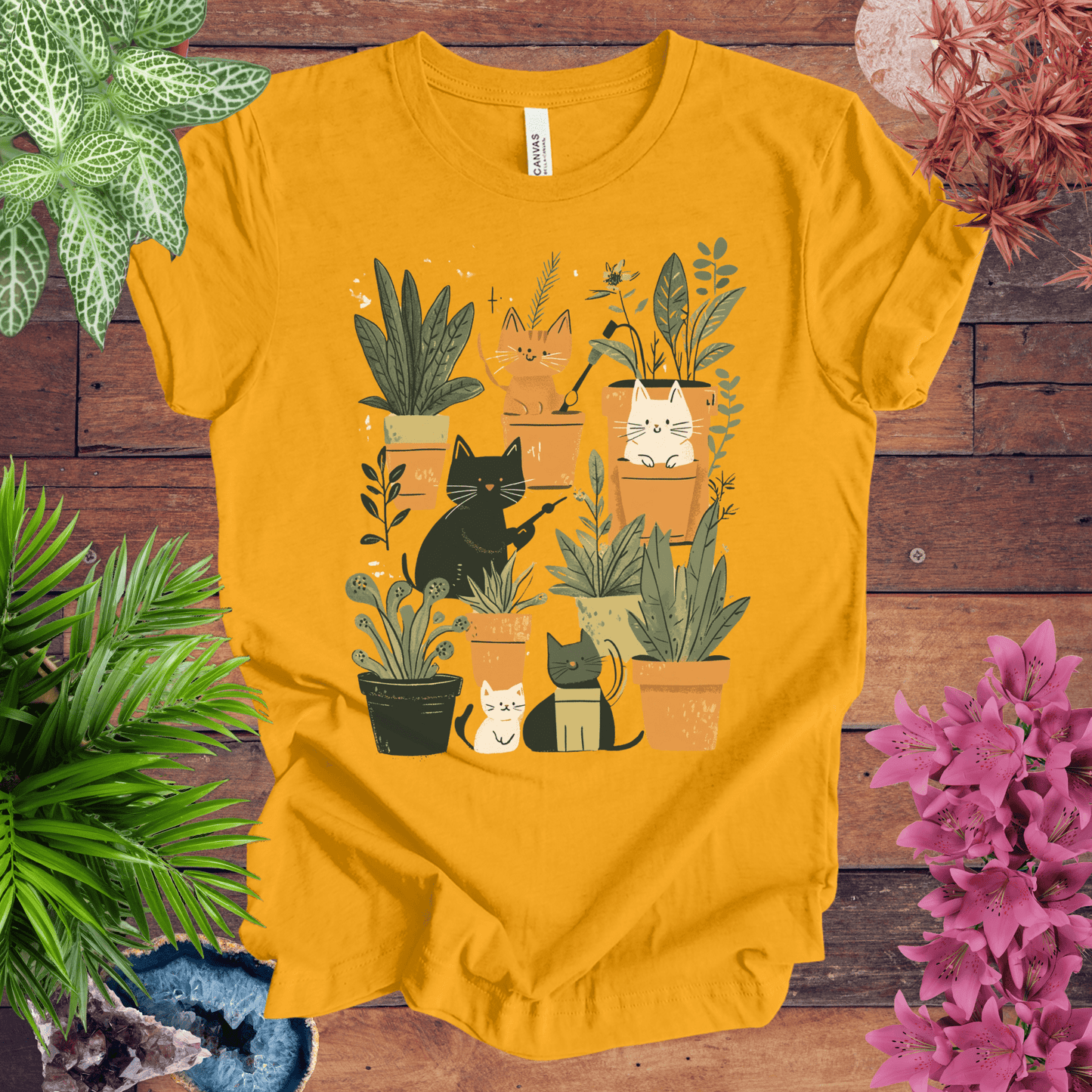 Printify T-Shirt Gold / S Feline Green Thumb T-Shirt