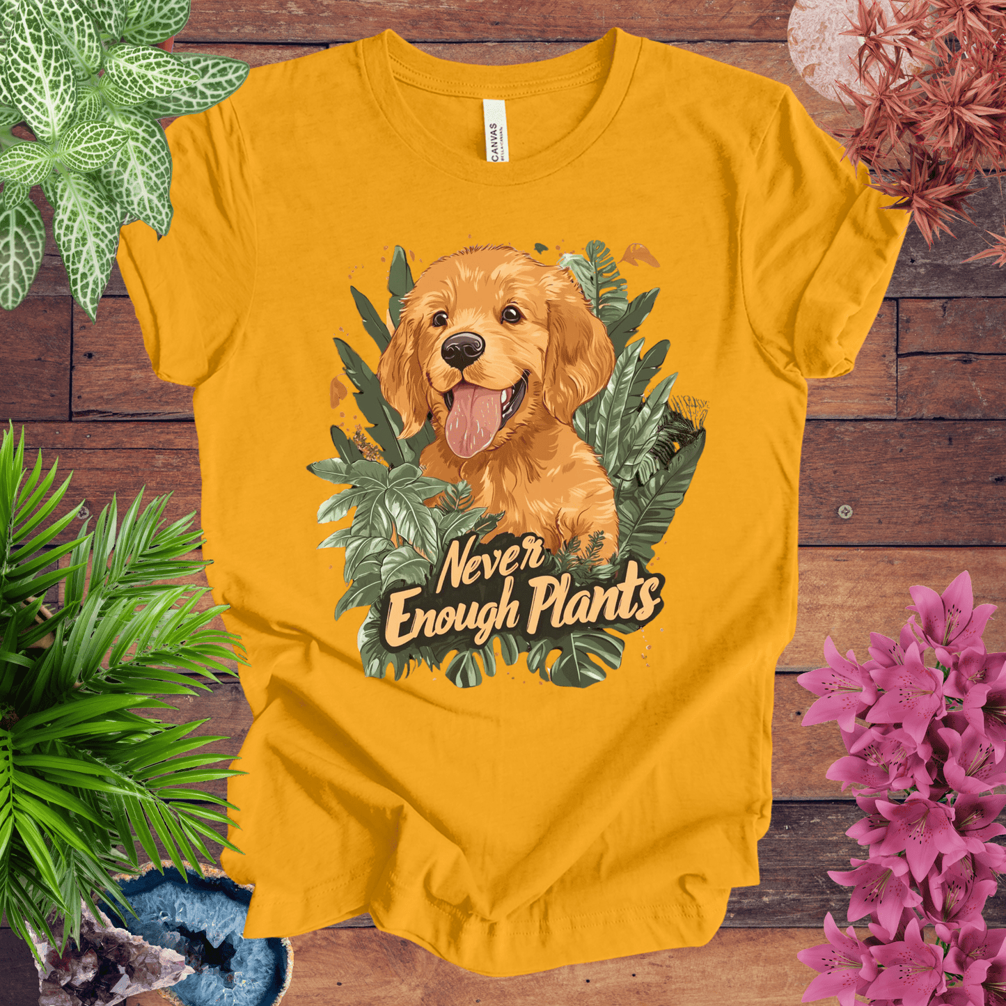 Printify T-Shirt Gold / S Never Enough Plants - Golden Retriever Edition T-Shirt