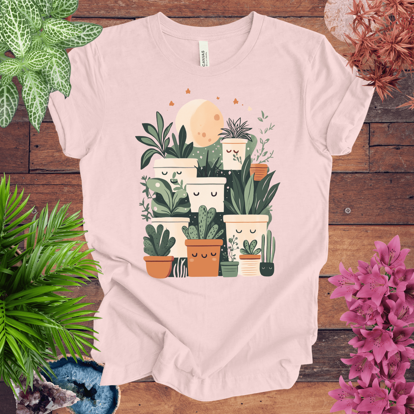 Printify T-Shirt Happy Potted Friends - Moon Edition T-Shirt