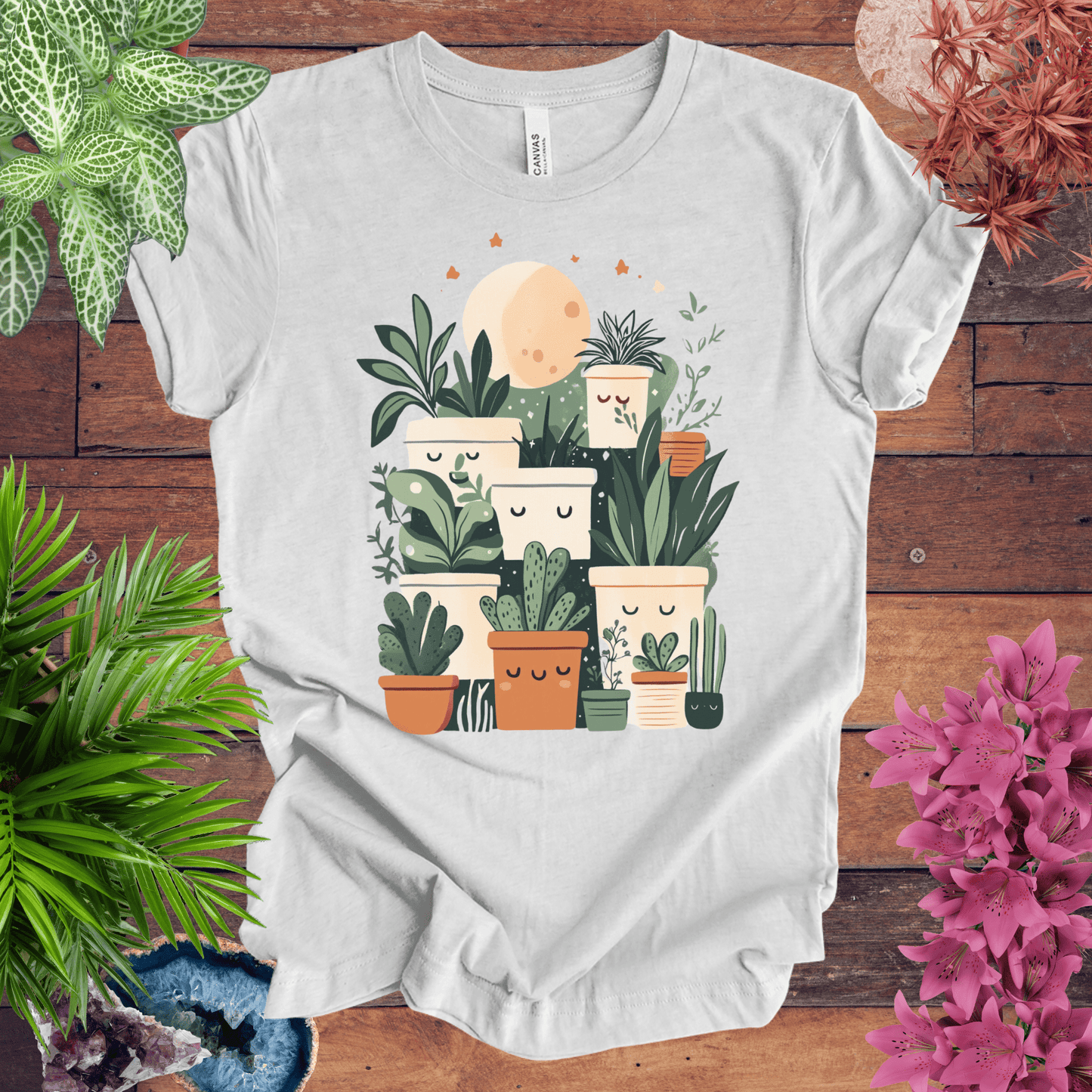 Printify T-Shirt Happy Potted Friends - Moon Edition T-Shirt