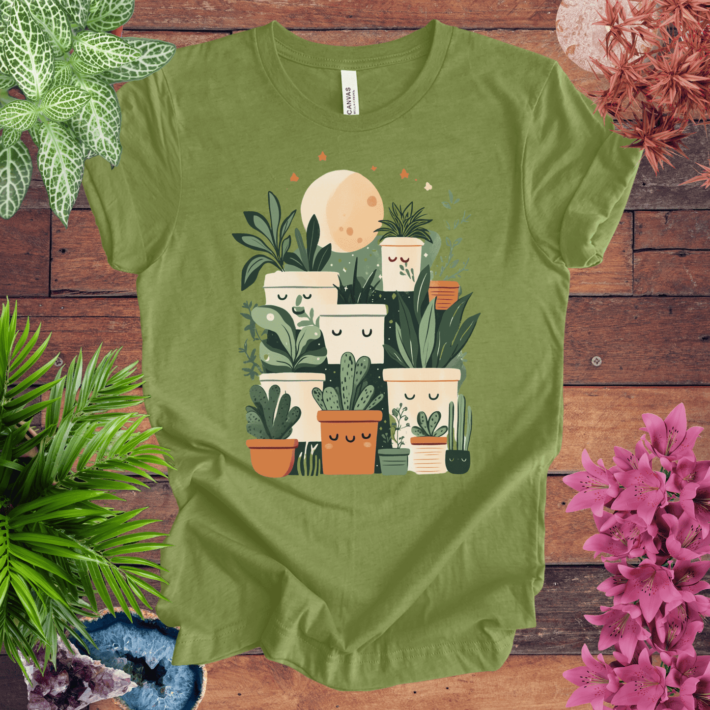 Printify T-Shirt Happy Potted Friends - Moon Edition T-Shirt