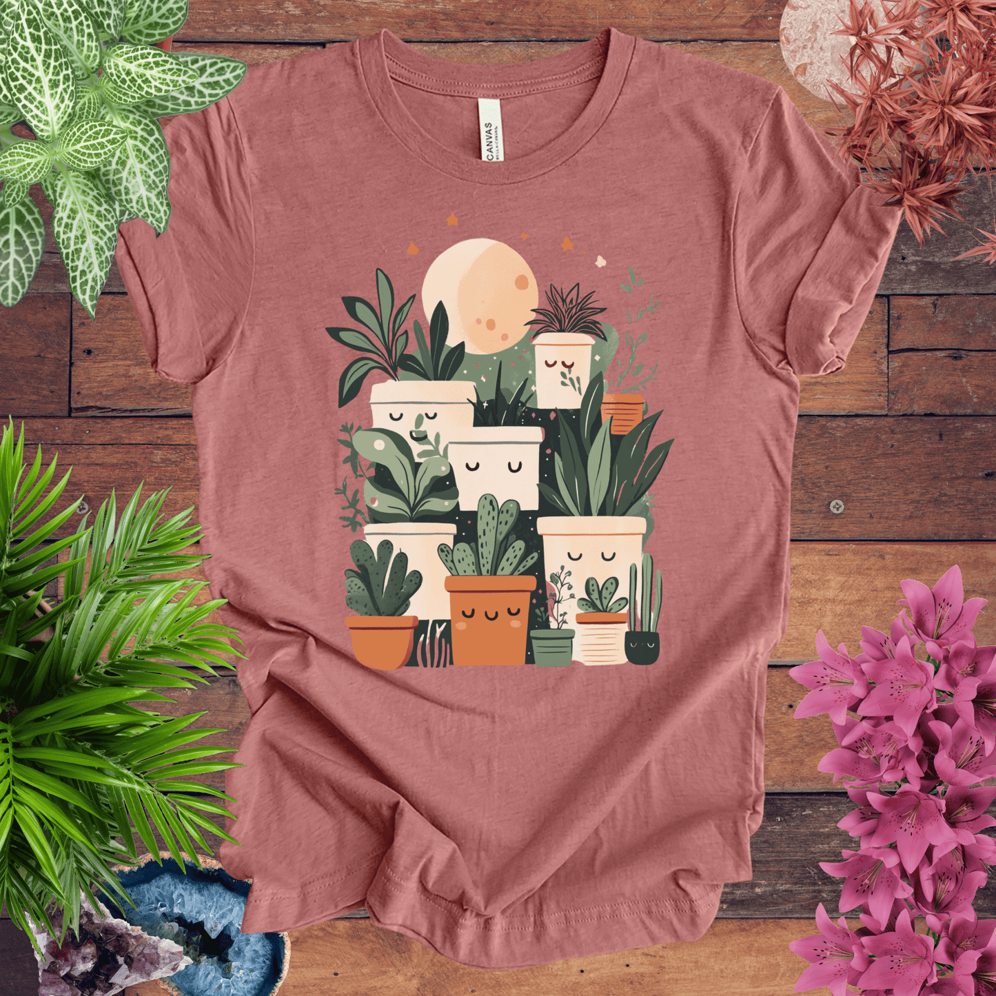 Printify T-Shirt Happy Potted Friends - Moon Edition T-Shirt