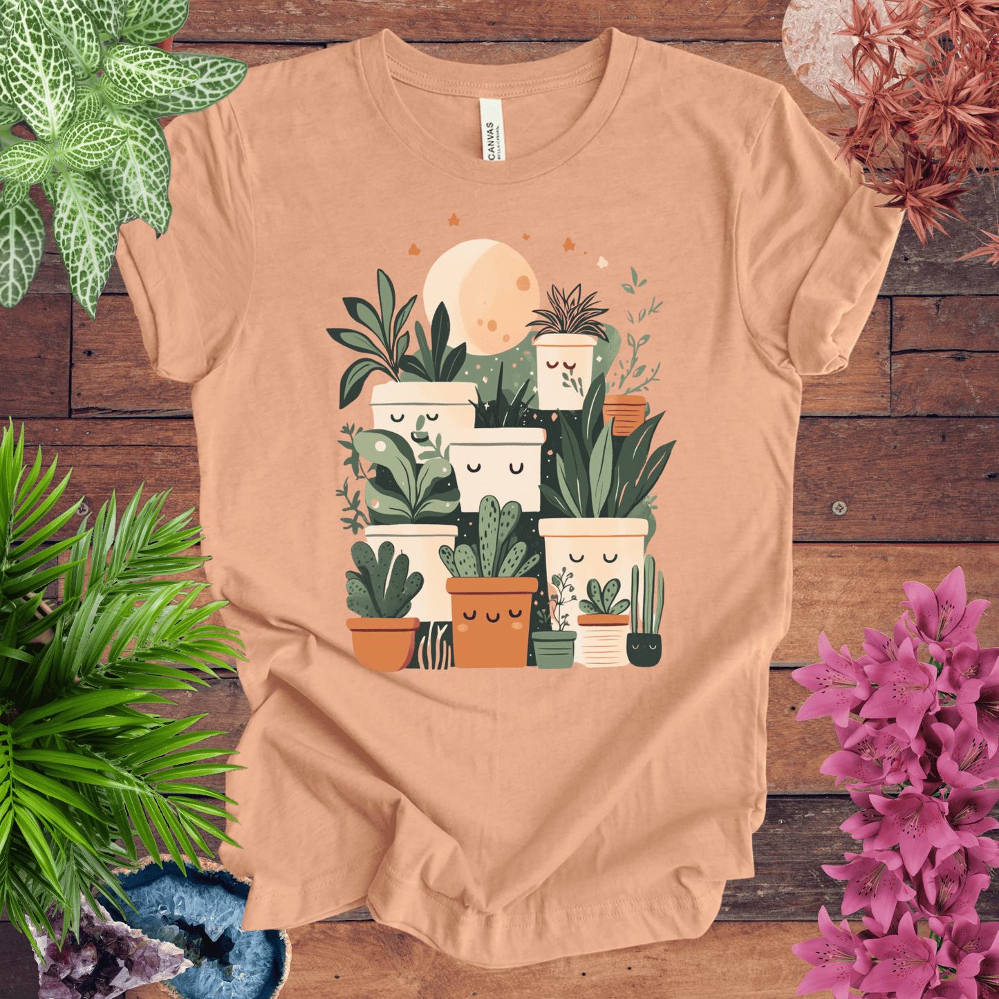 Printify T-Shirt Happy Potted Friends - Moon Edition T-Shirt