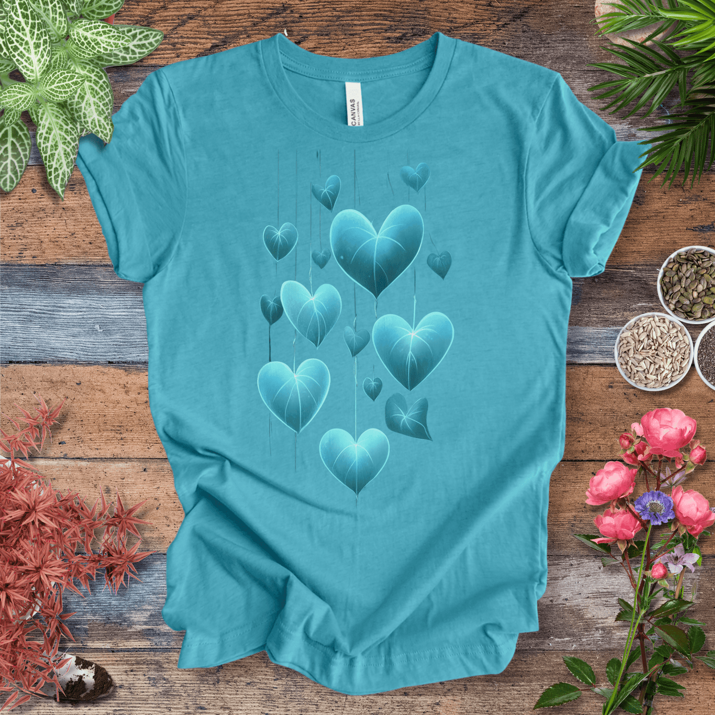 Printify T-Shirt Heather Aqua / S Glowing Heartleaf Philodendron Plant Lover T-Shirt