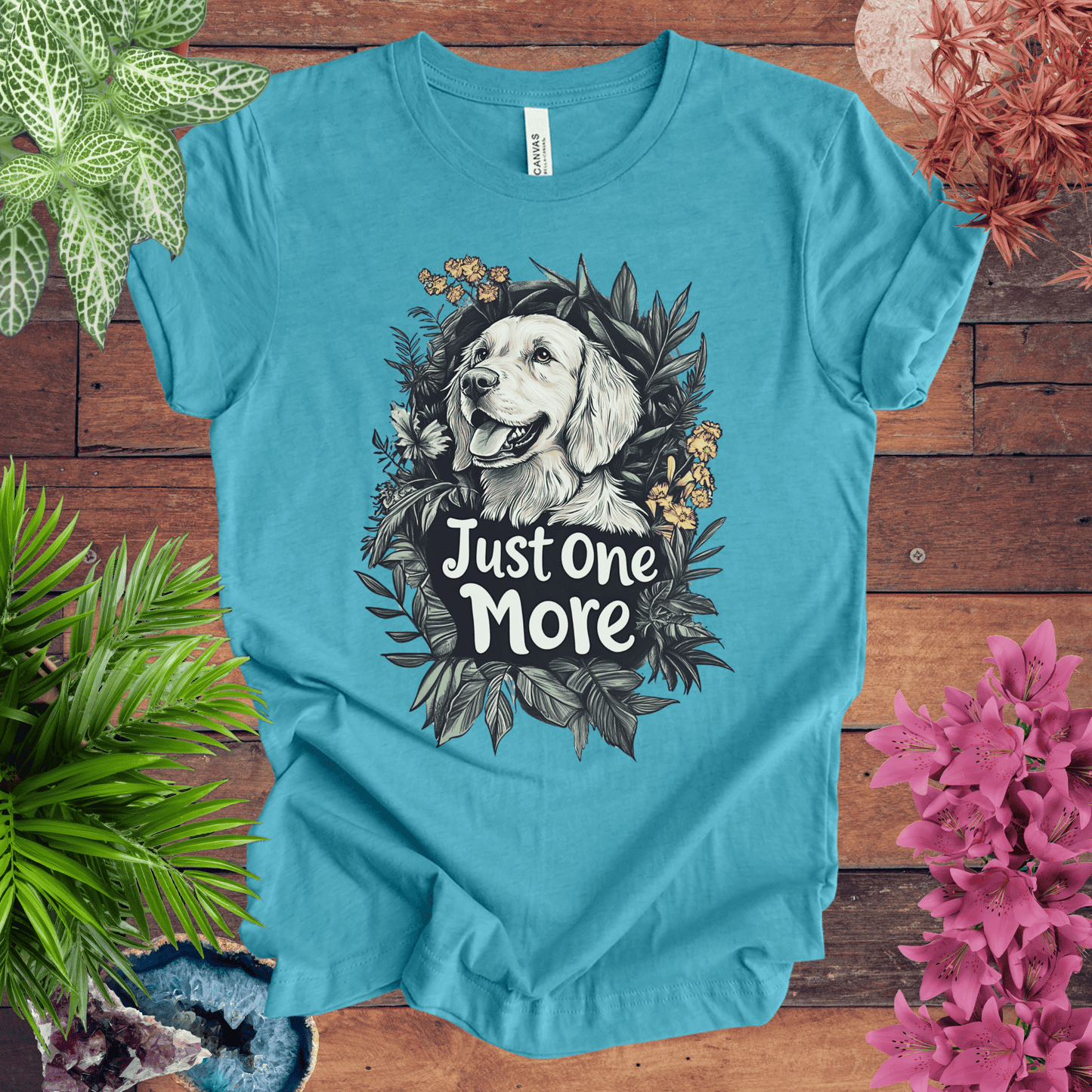 Printify T-Shirt Heather Aqua / S Just One More - Golden Retriever Edition T-Shirt