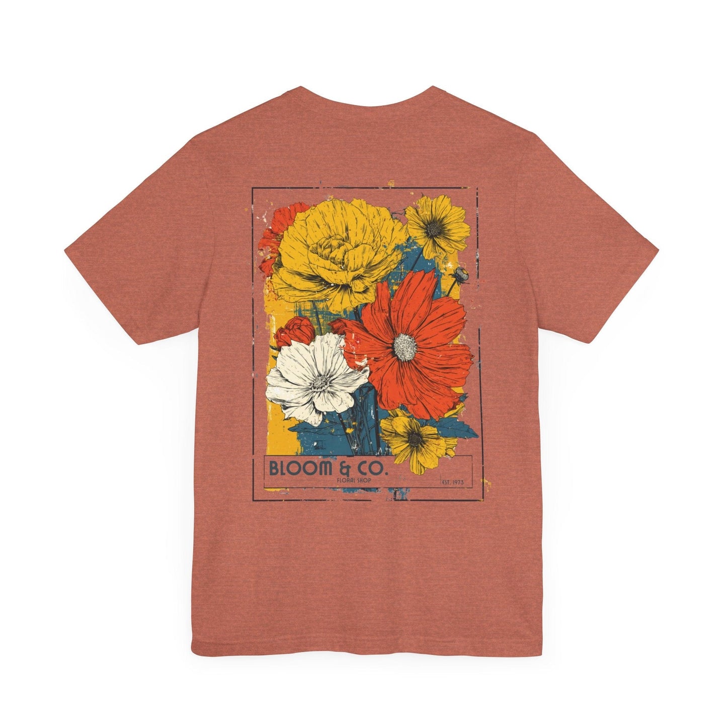 Printify T-Shirt Heather Clay / S Bloom & Co. Vintage Flower Shop Tee | Eco-Friendly Botanical Art T-Shirt