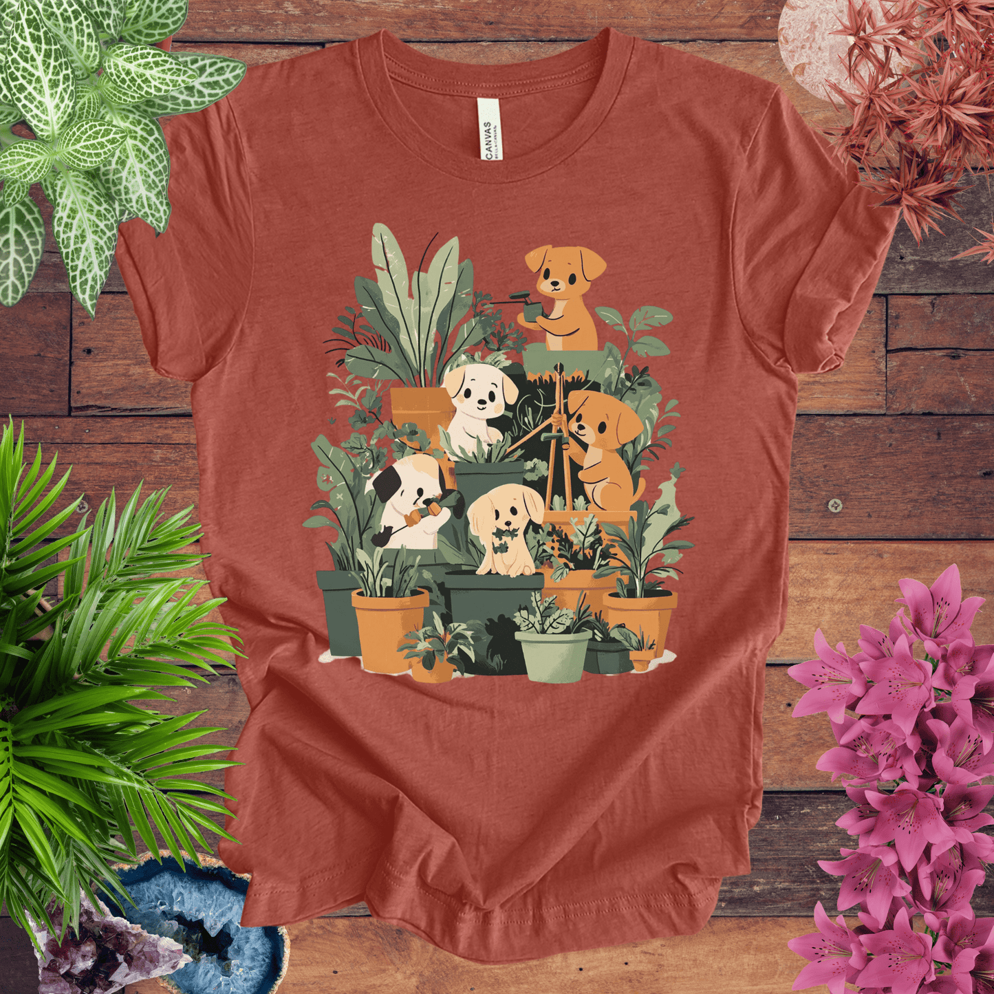 Printify T-Shirt Heather Clay / S Puppy Plant Squad T-Shirt