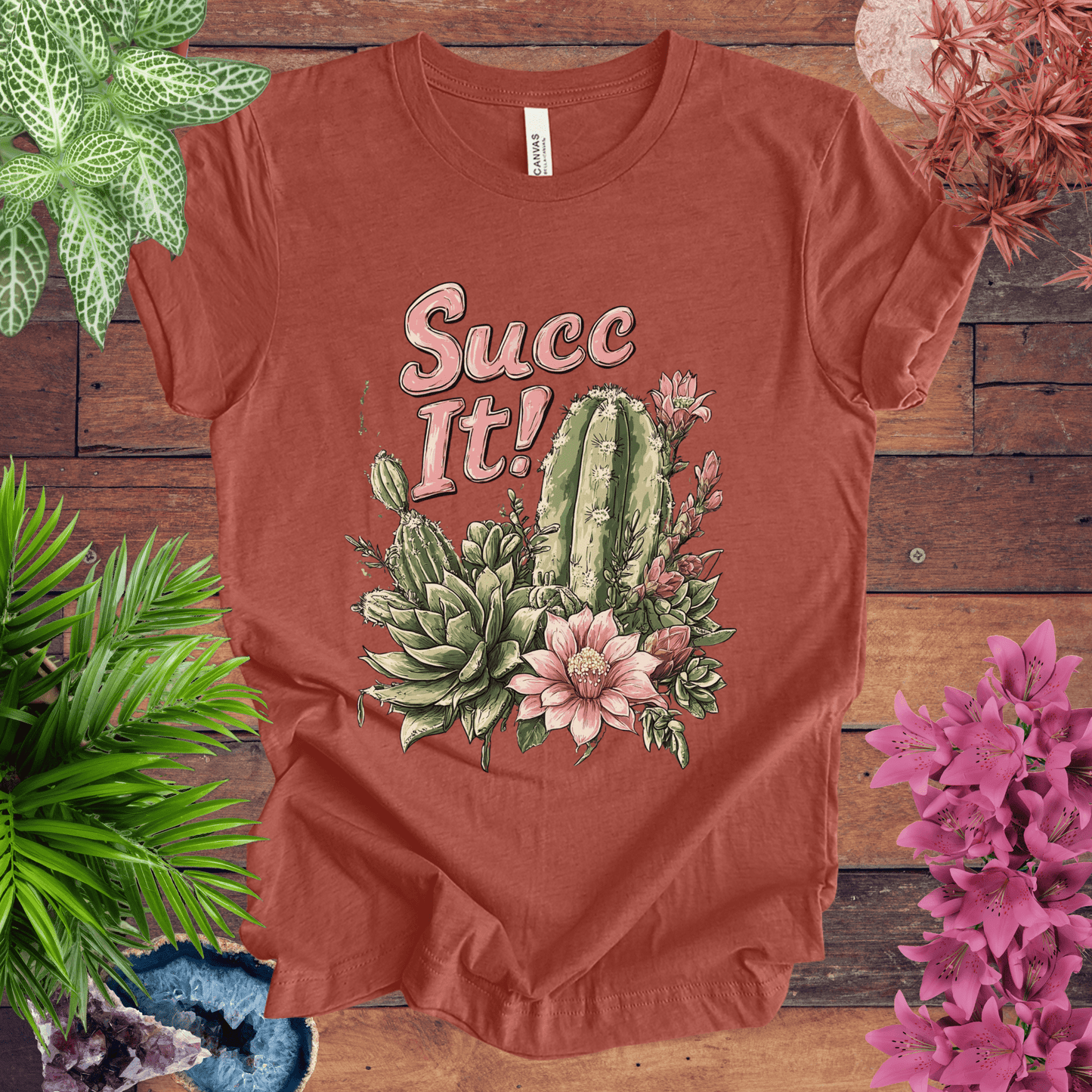 Printify T-Shirt Heather Clay / S Succ It! - Cactus Lover T-Shirt
