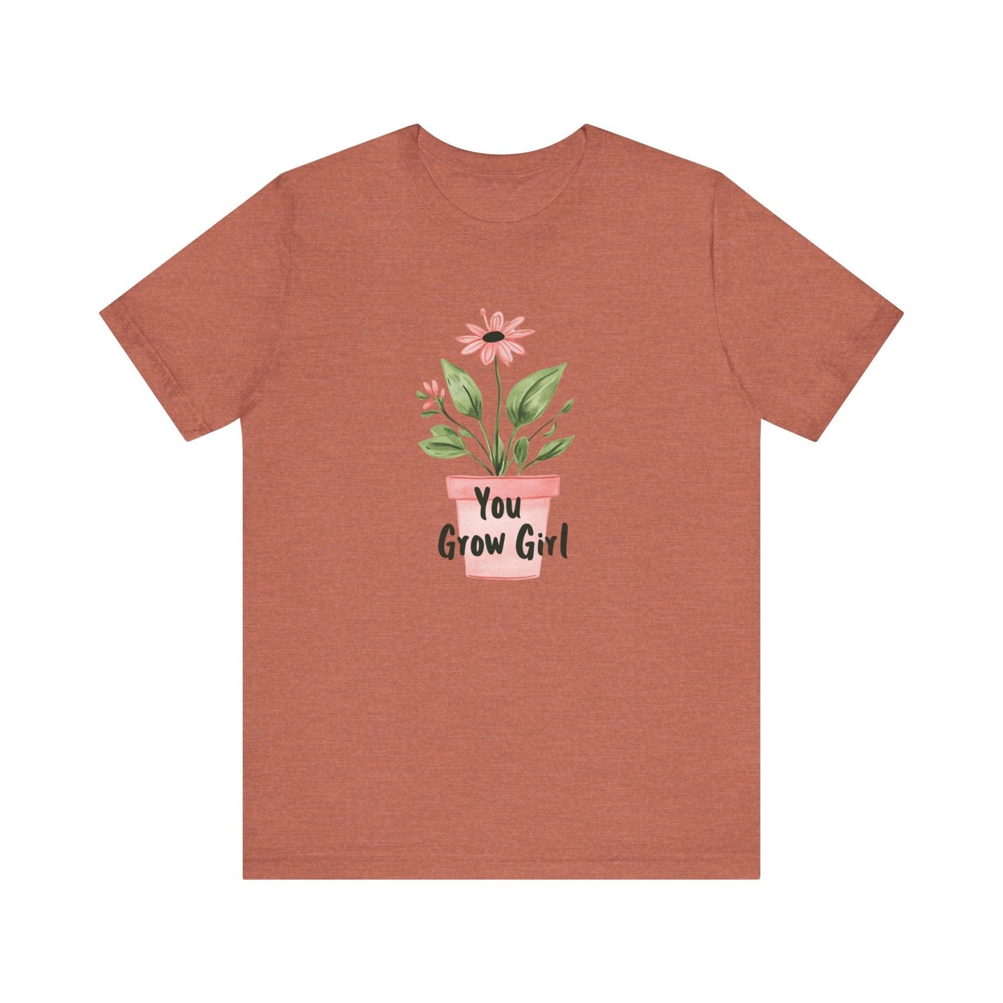 Printify T-Shirt Heather Clay / S You Grow Girl – Simple Watercolor Pot T-Shirt