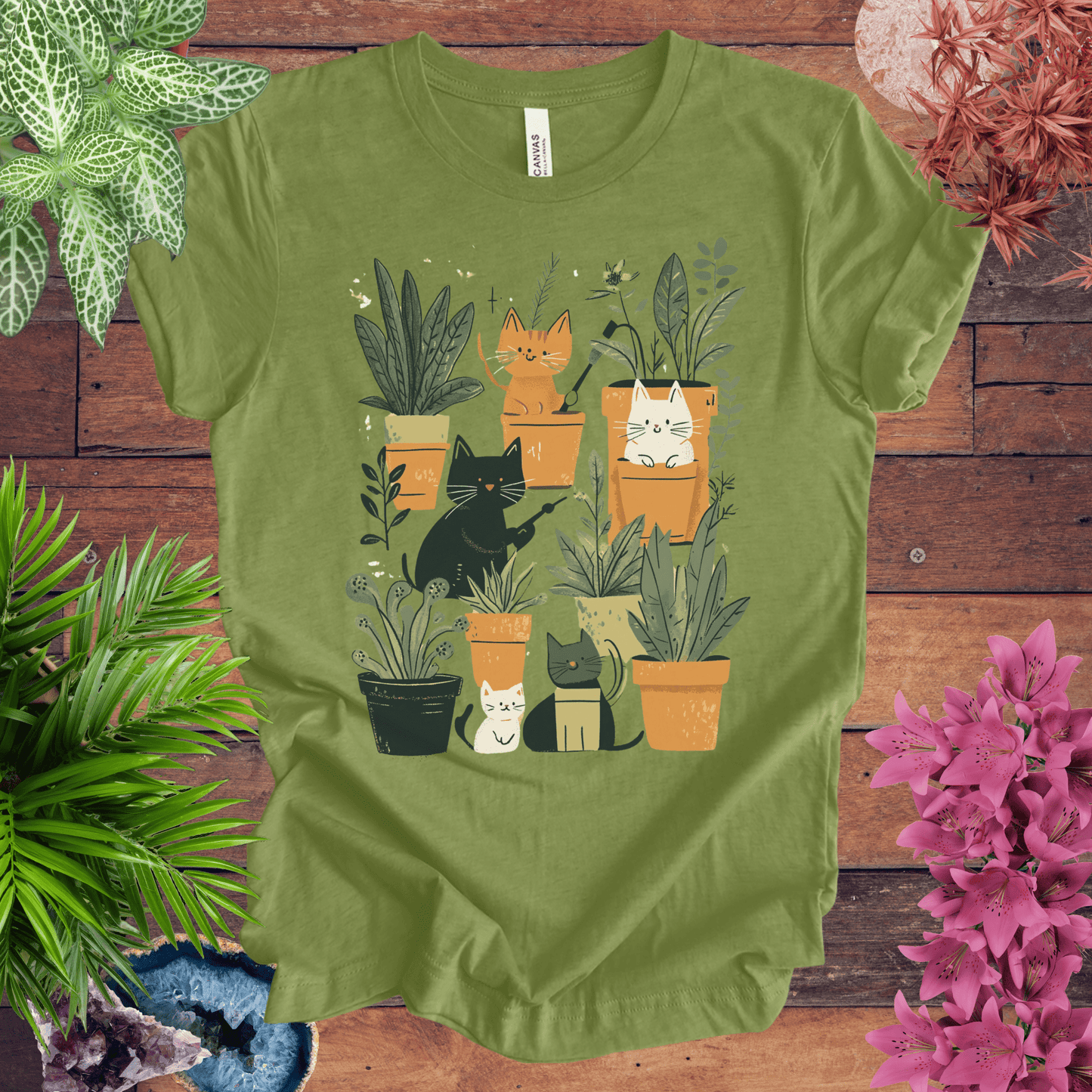 Printify T-Shirt Heather Green / S Feline Green Thumb T-Shirt