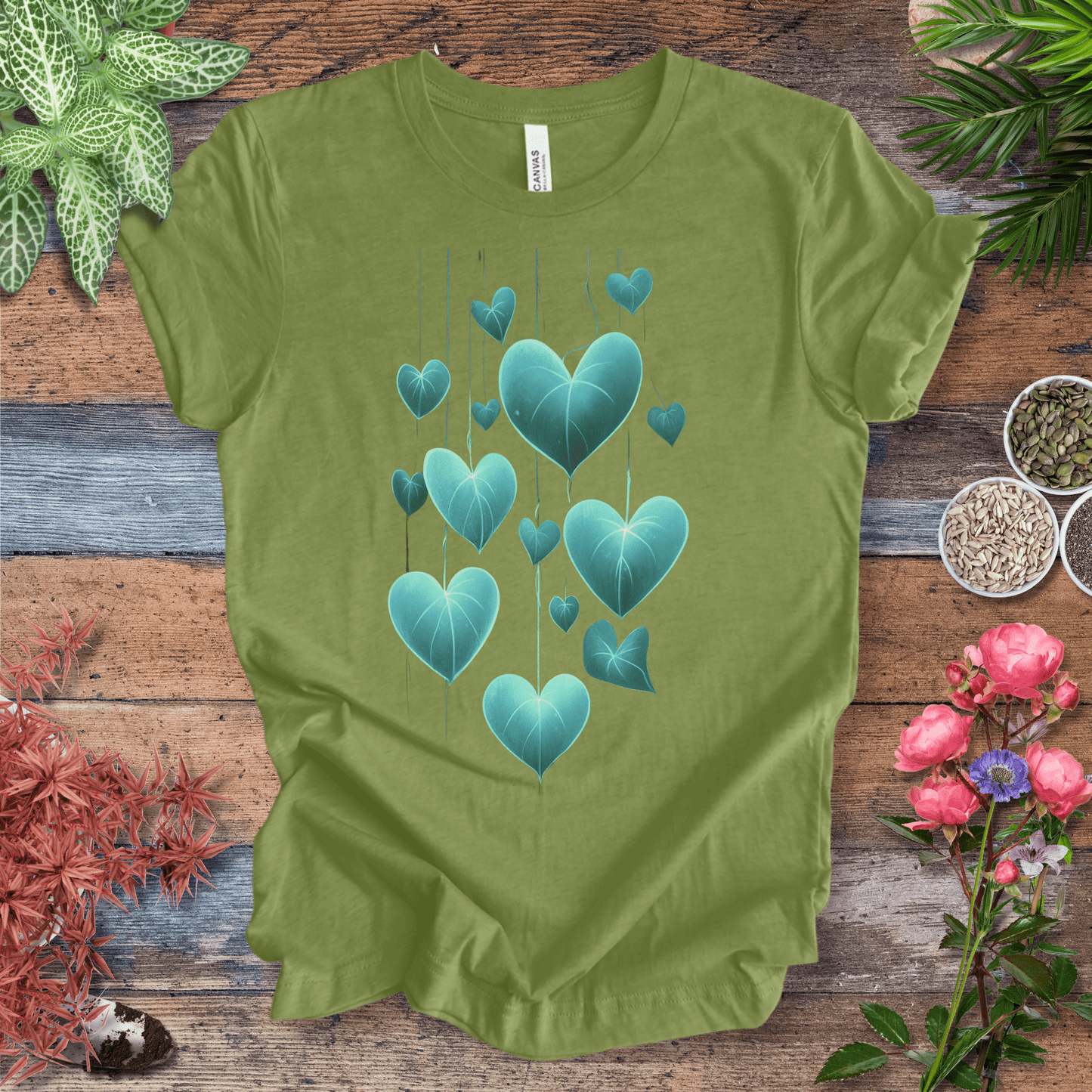 Printify T-Shirt Heather Green / S Glowing Heartleaf Philodendron Plant Lover T-Shirt